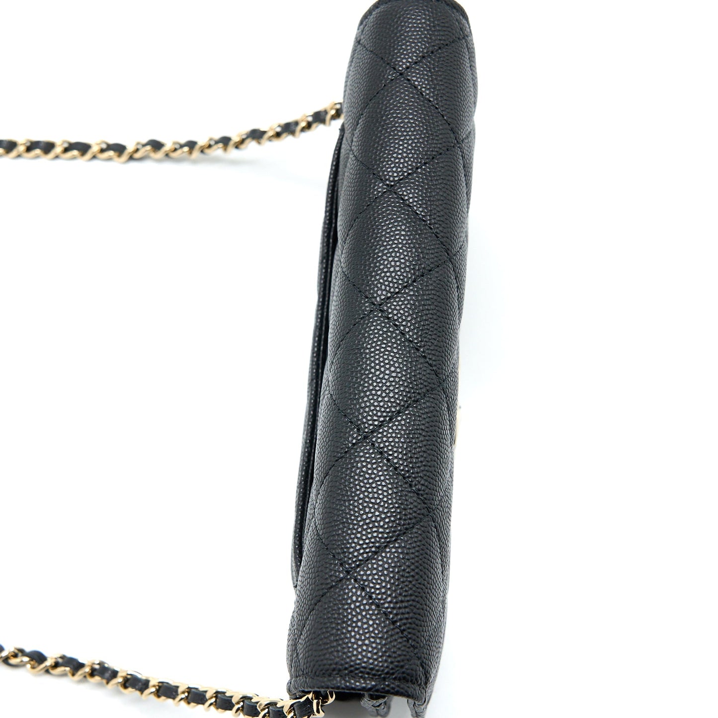 Chanel 23C Giant CC Logo Wallet on Chain Caviar Black L (Microchip)