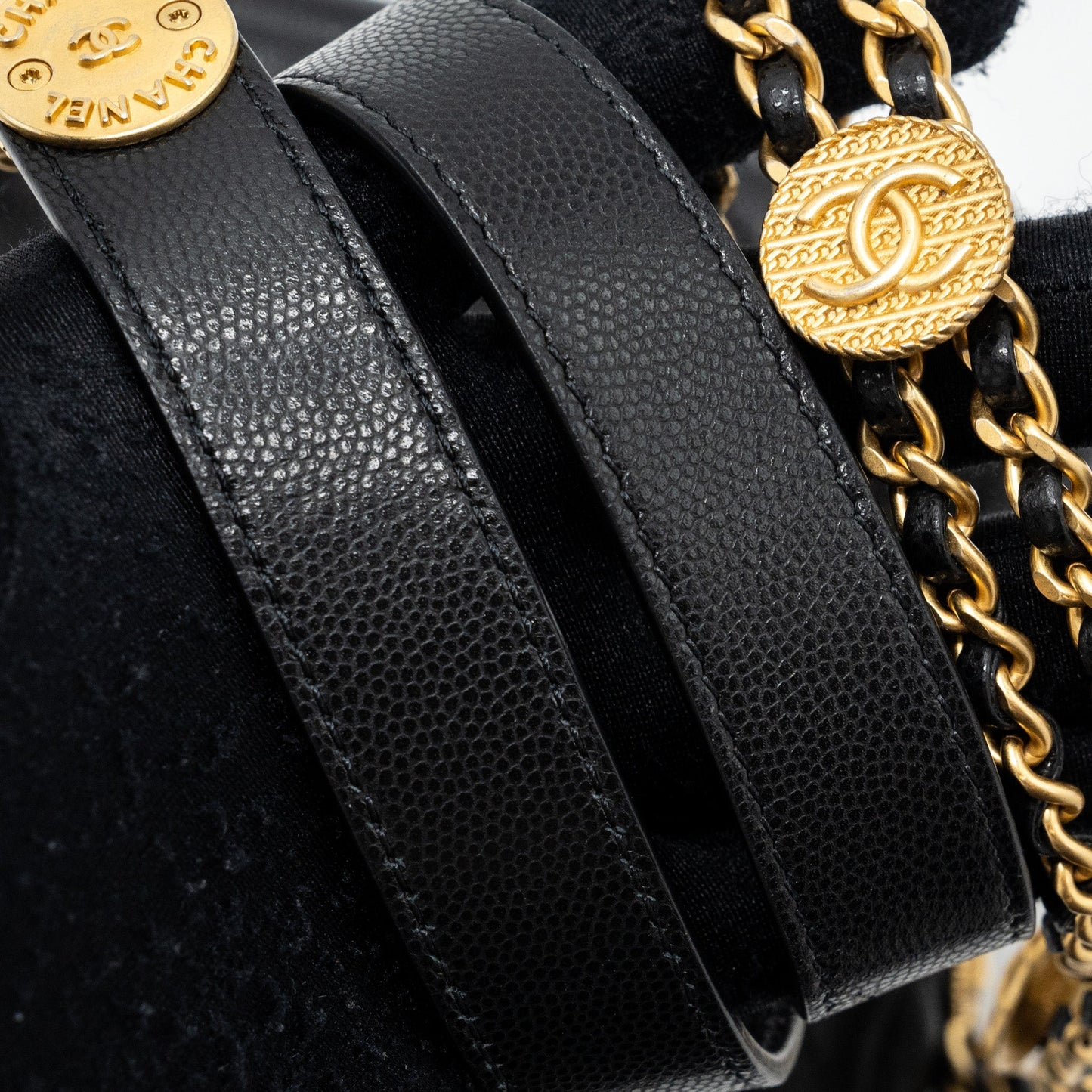CHANEL Mini twist your button square flap bag caviar BLACK