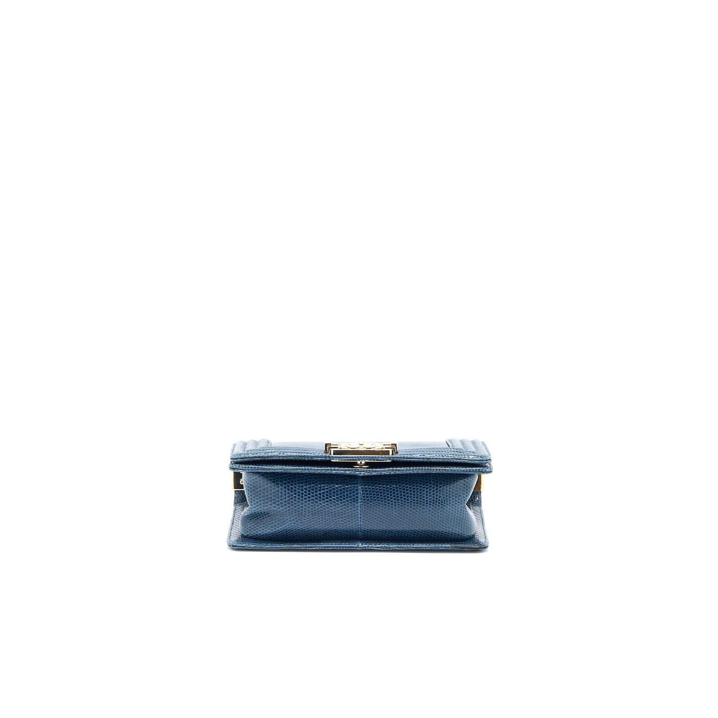 Chanel Small Boy Bag Lizard Dark Blue L