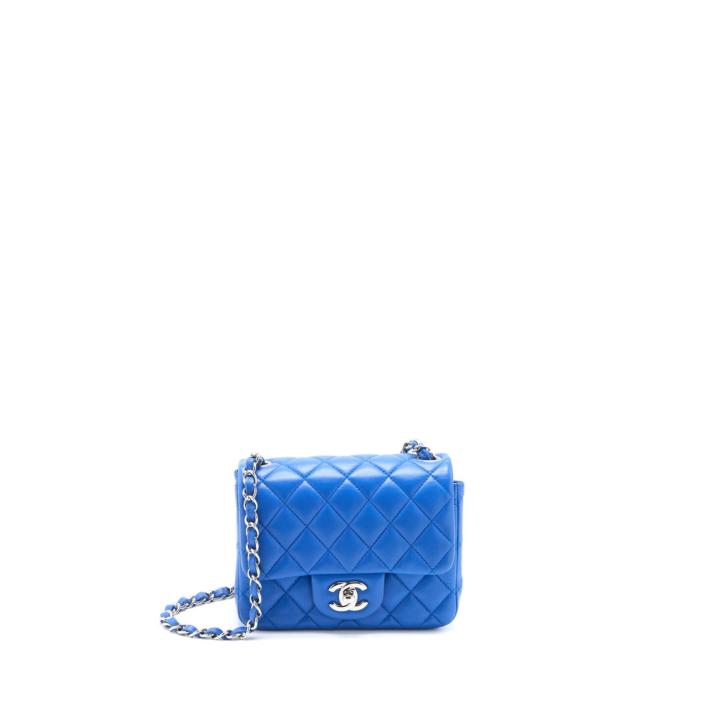 Chanel Mini Square Flap Bag Lambskin Blue