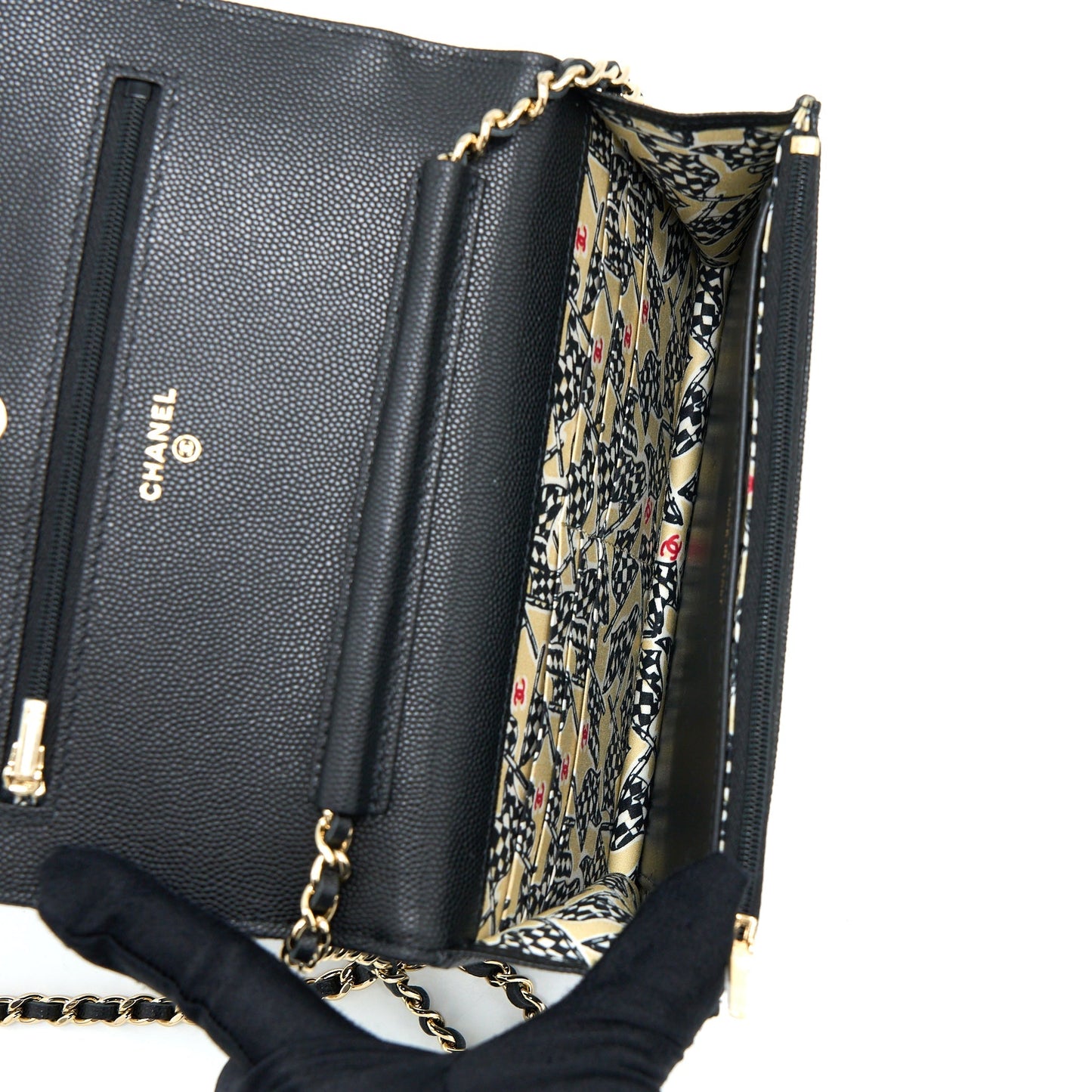 Chanel 23C Giant CC Logo Wallet on Chain Caviar Black L (Microchip)