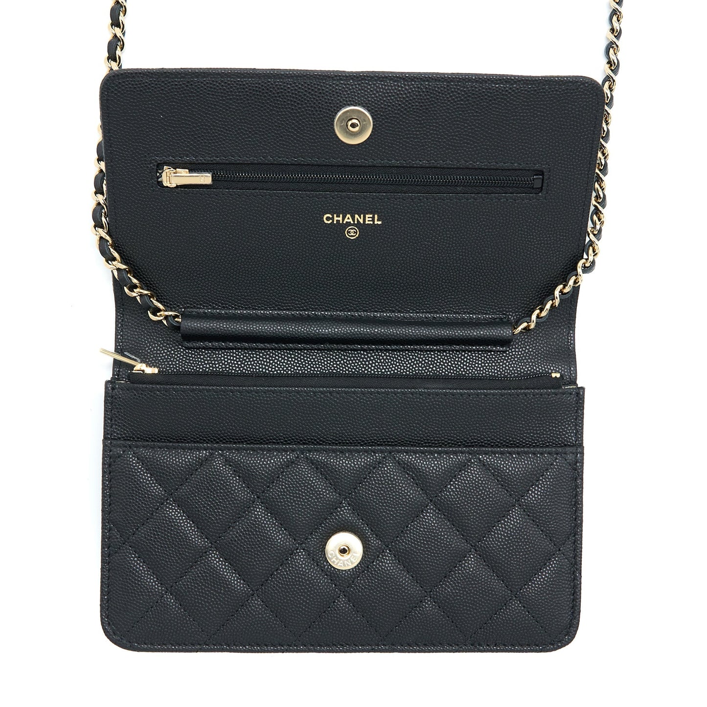 Chanel 23C Giant CC Logo Wallet on Chain Caviar Black L (Microchip)