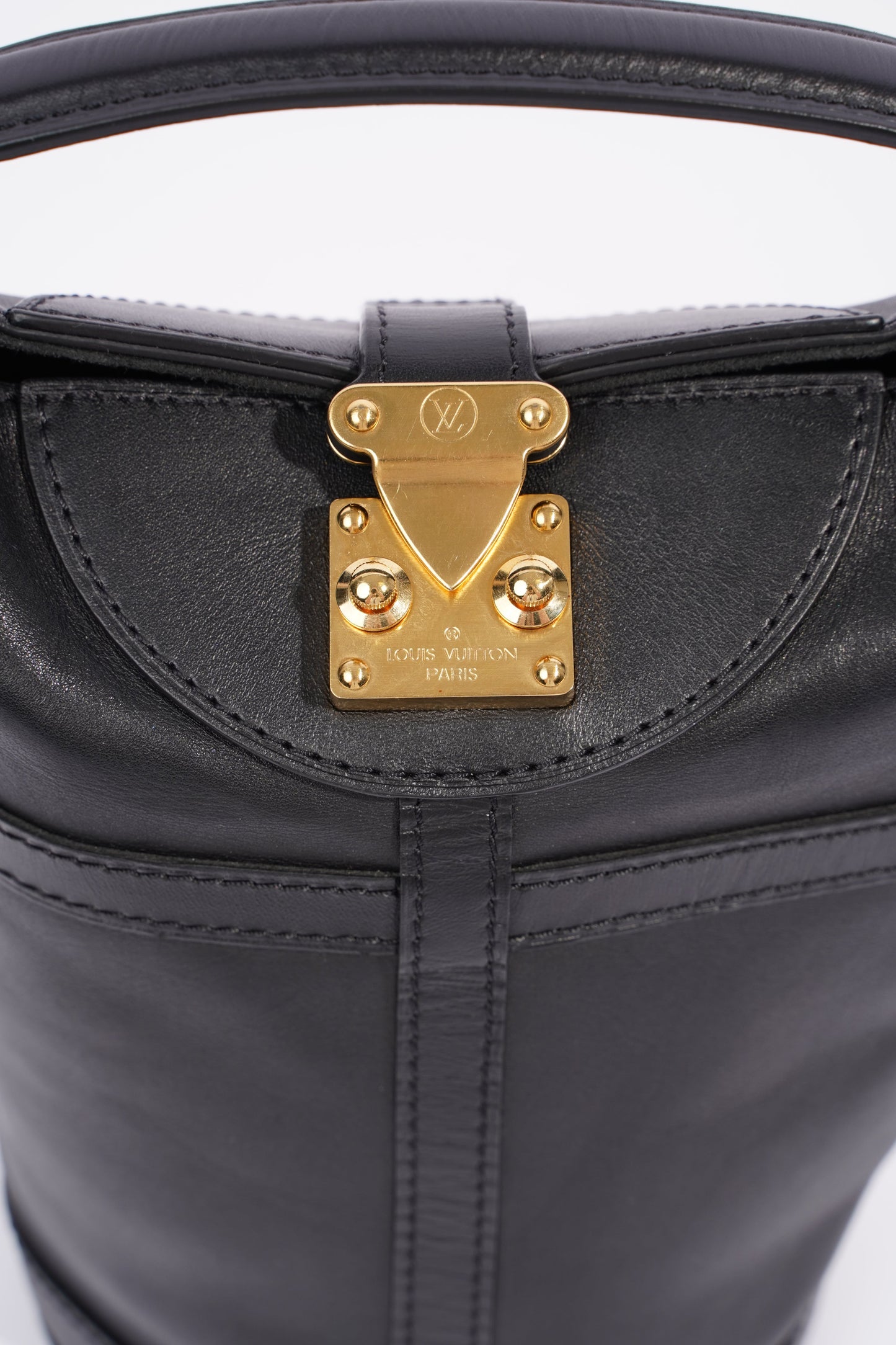 Louis Vuitton Duffle Top Handle Bag Black Leather