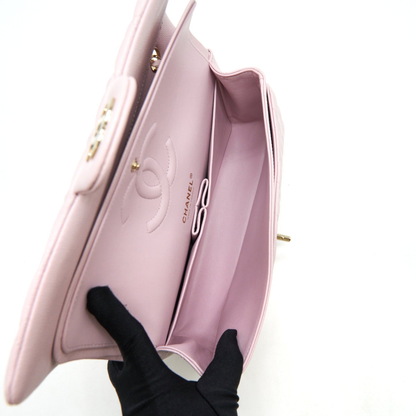 Chanel Medium Classic Double Flap Bag 21S Caviar Light Pink L