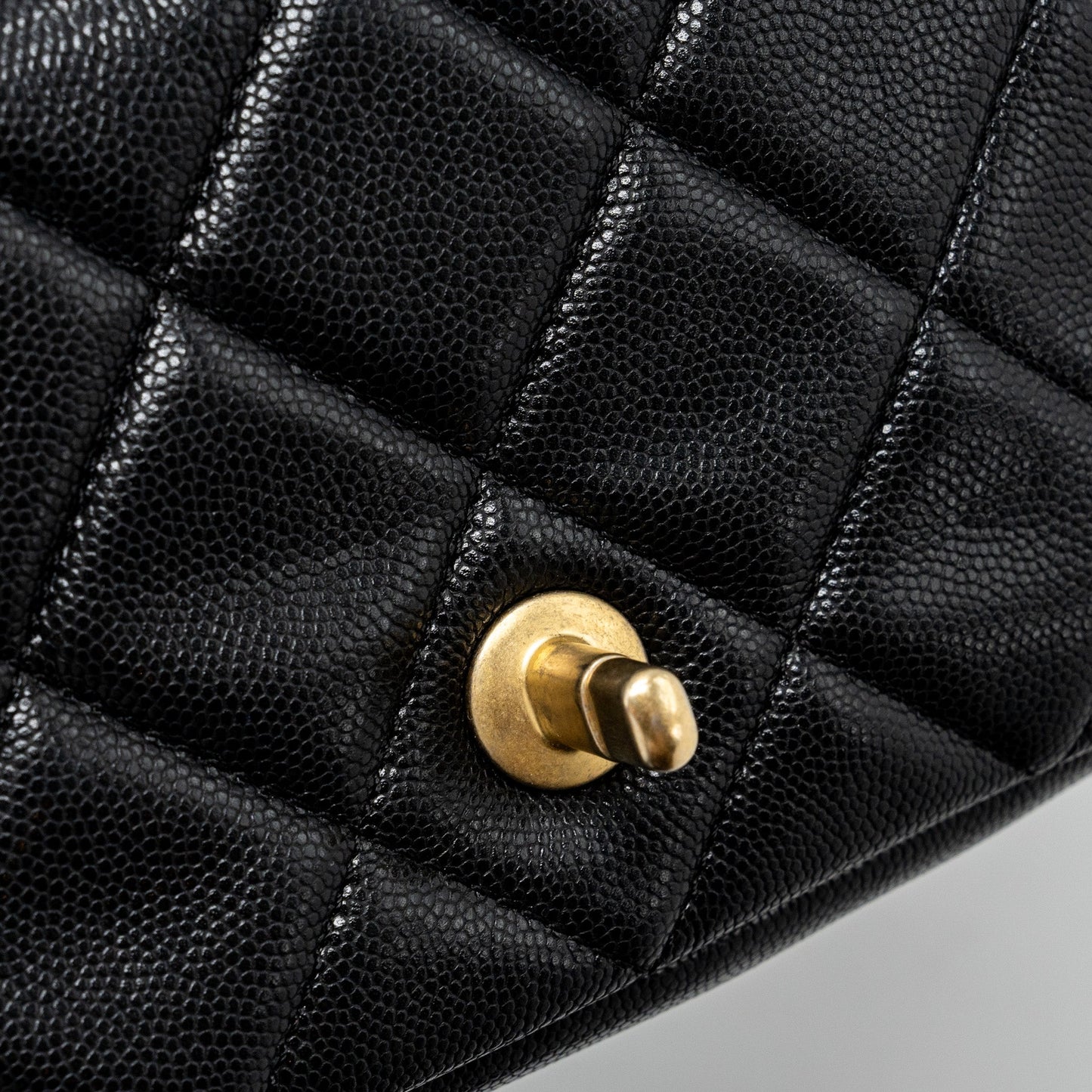 CHANEL Mini twist your button square flap bag caviar BLACK