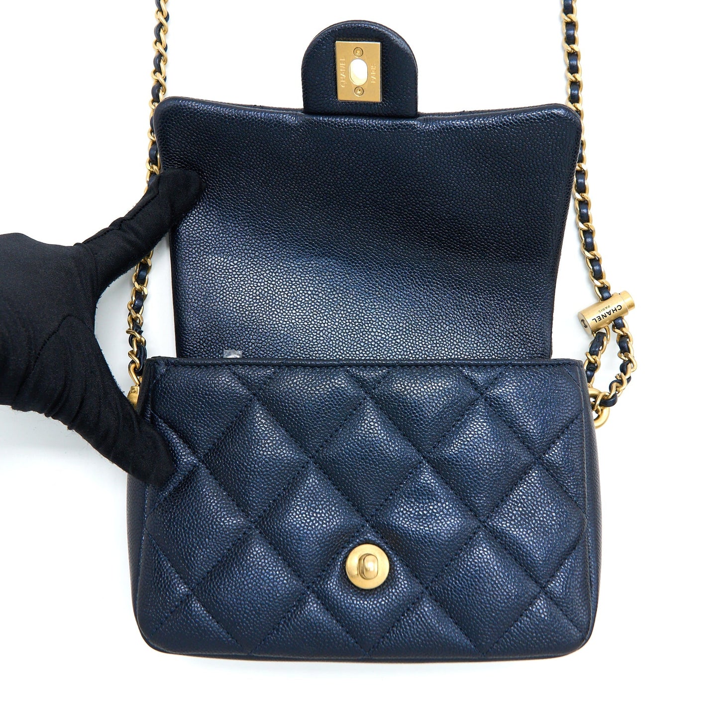 Chanel 21K My Perfect Mini Flap Bag Caviar Black Brushed  (Microchip)