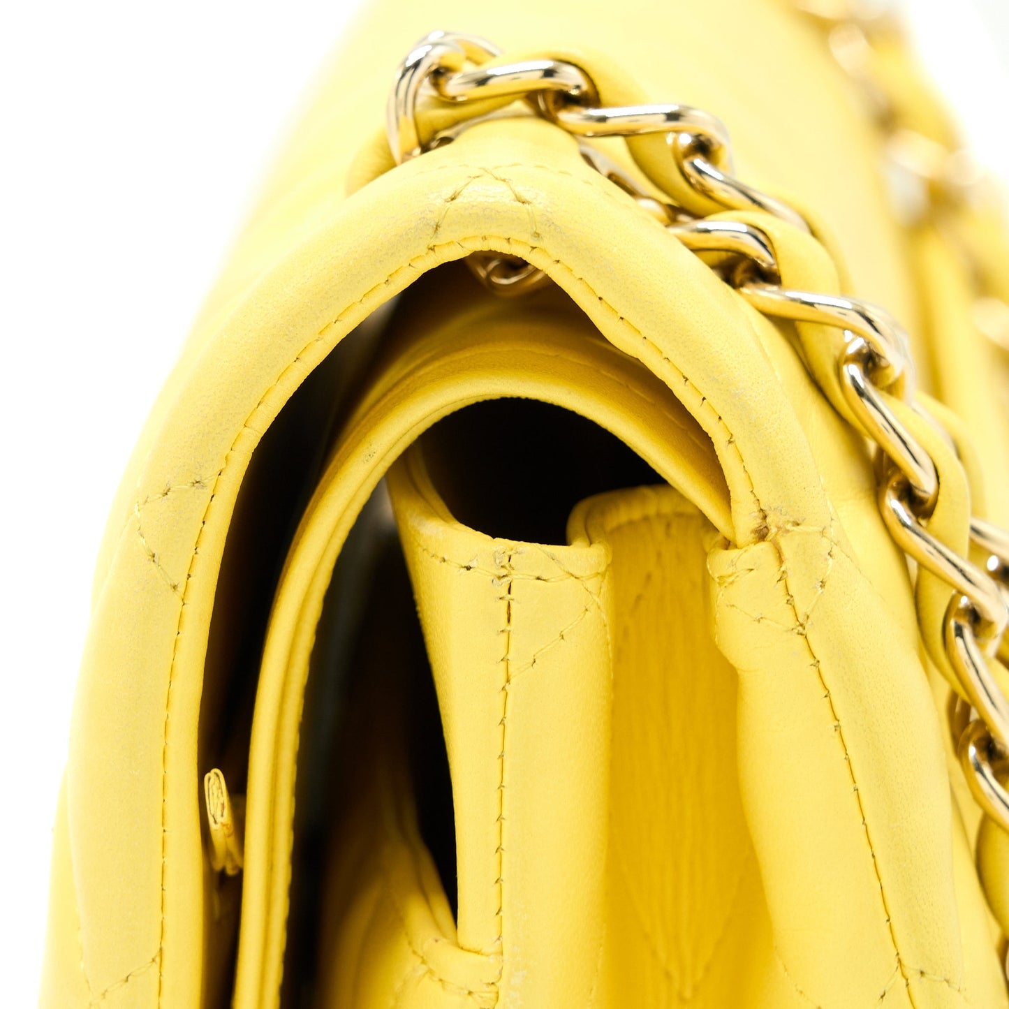 Chanel Maxi Classic Double Flap Bag Lambskin Yellow L