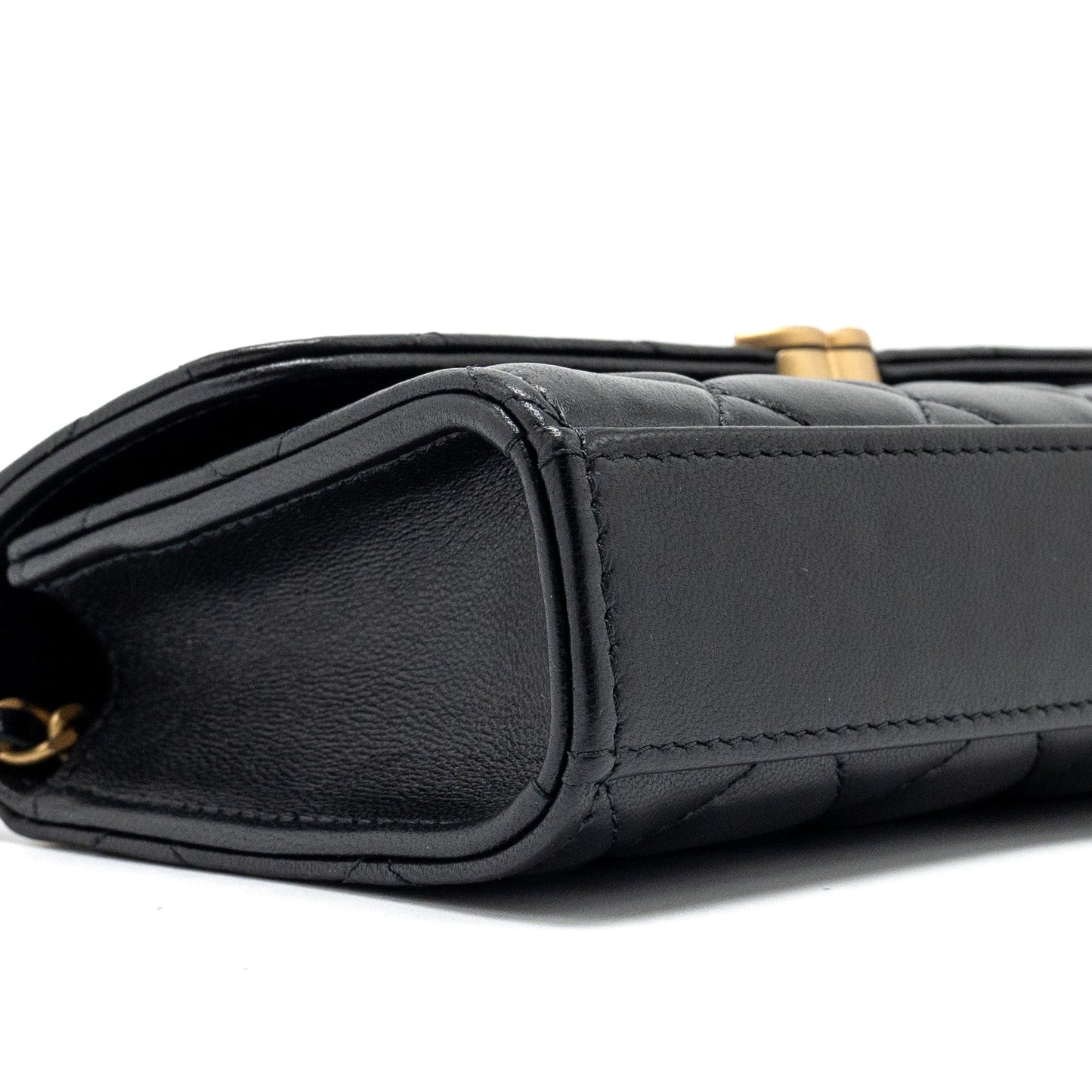 Chanel 22b Enamel Top Handle Flap Bag Lambskin Black  (Microchip)