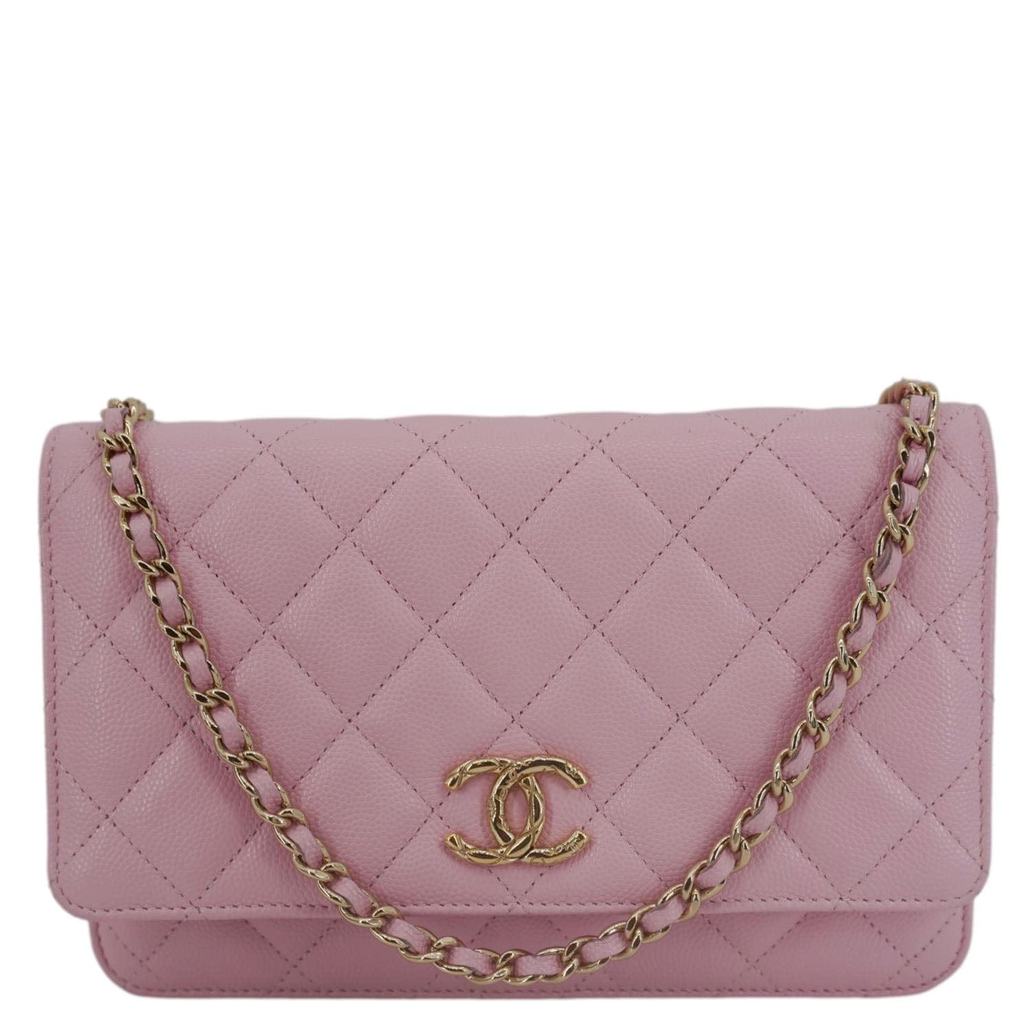 Chanel Wallet On Chain Quilted Caviar Leather Crossbody Bag Pink