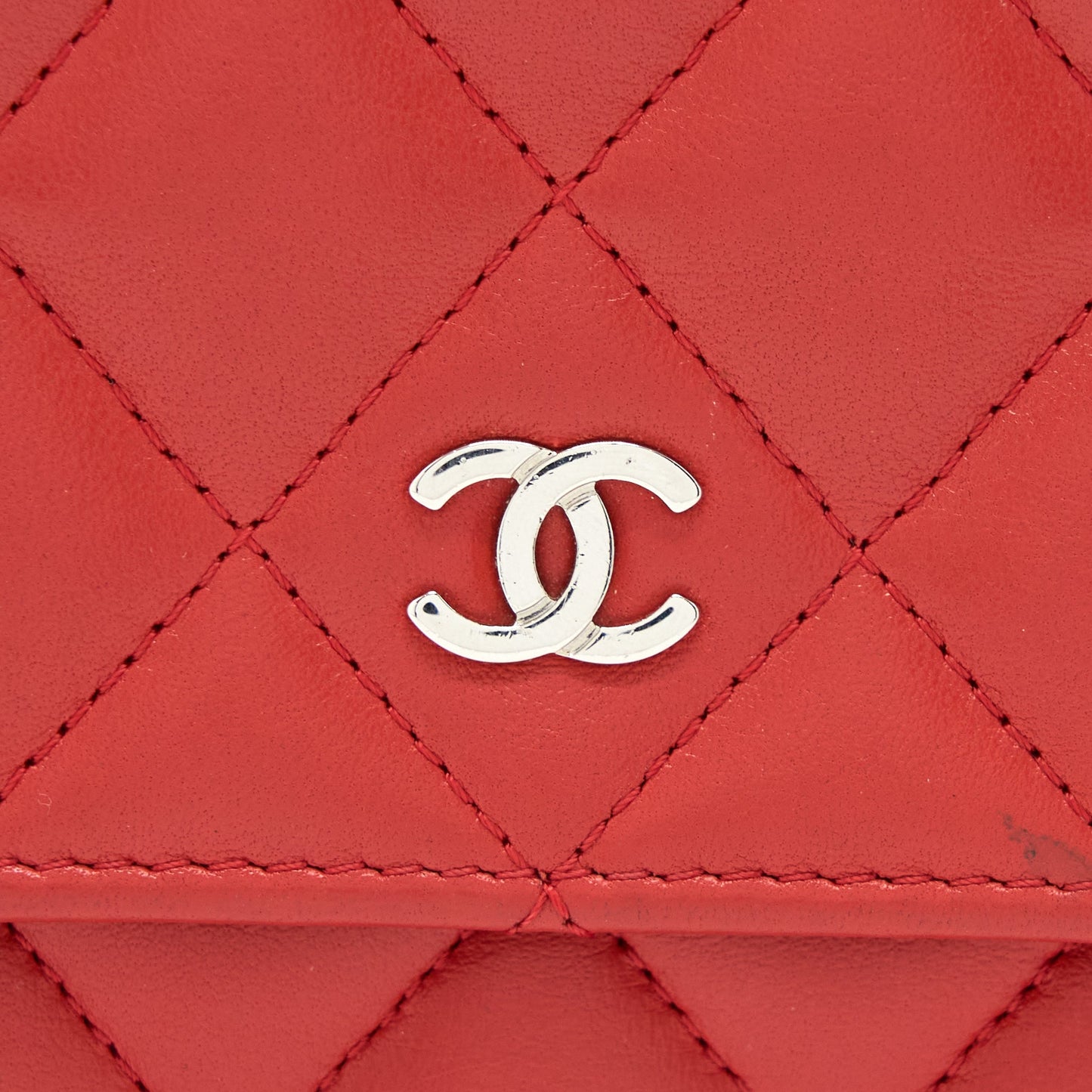 Chanel Classic Wallet On Chain Lambskin Orange Red