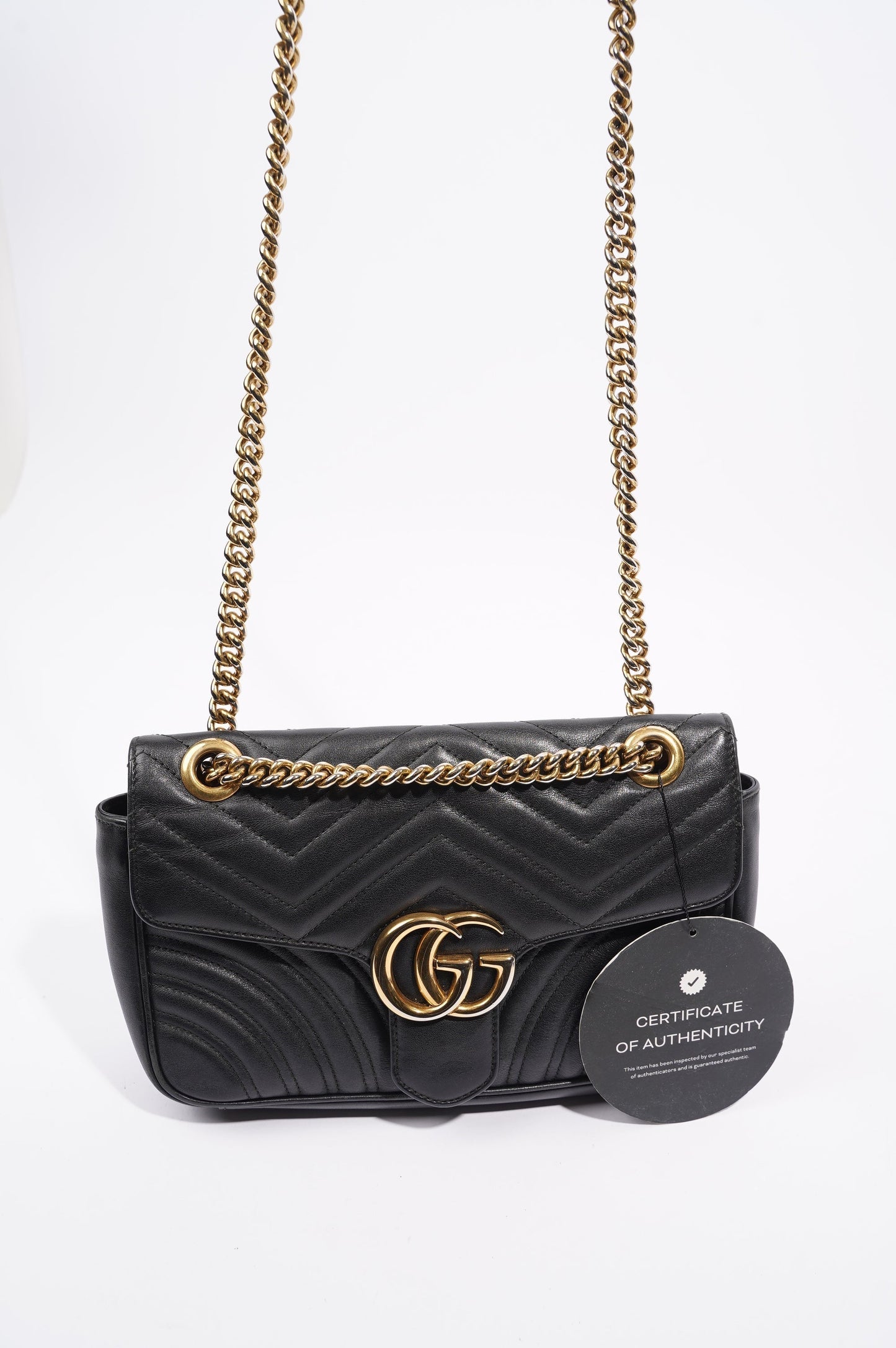 Gucci Womens Marmont Flap Black Gold Small