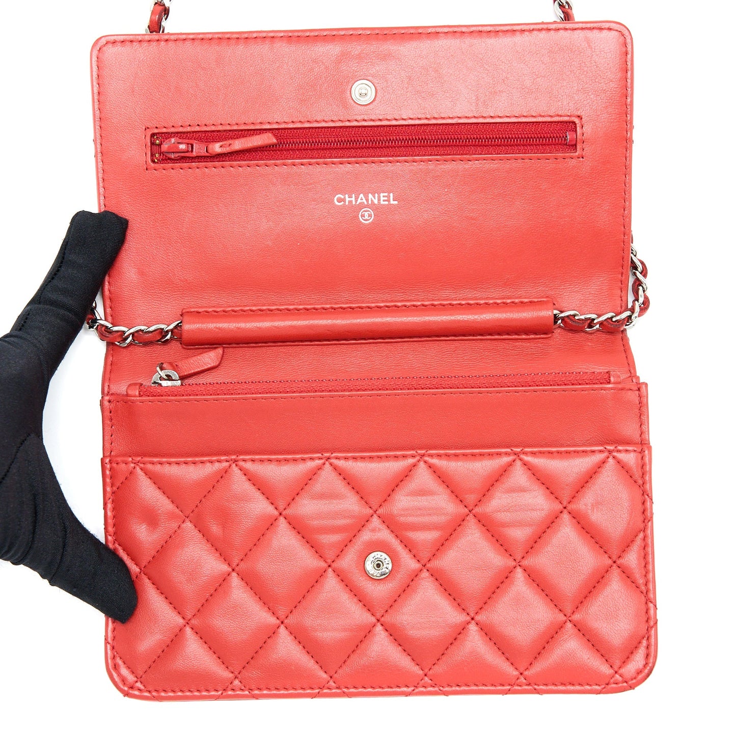 Chanel Classic Wallet On Chain Lambskin Orange Red