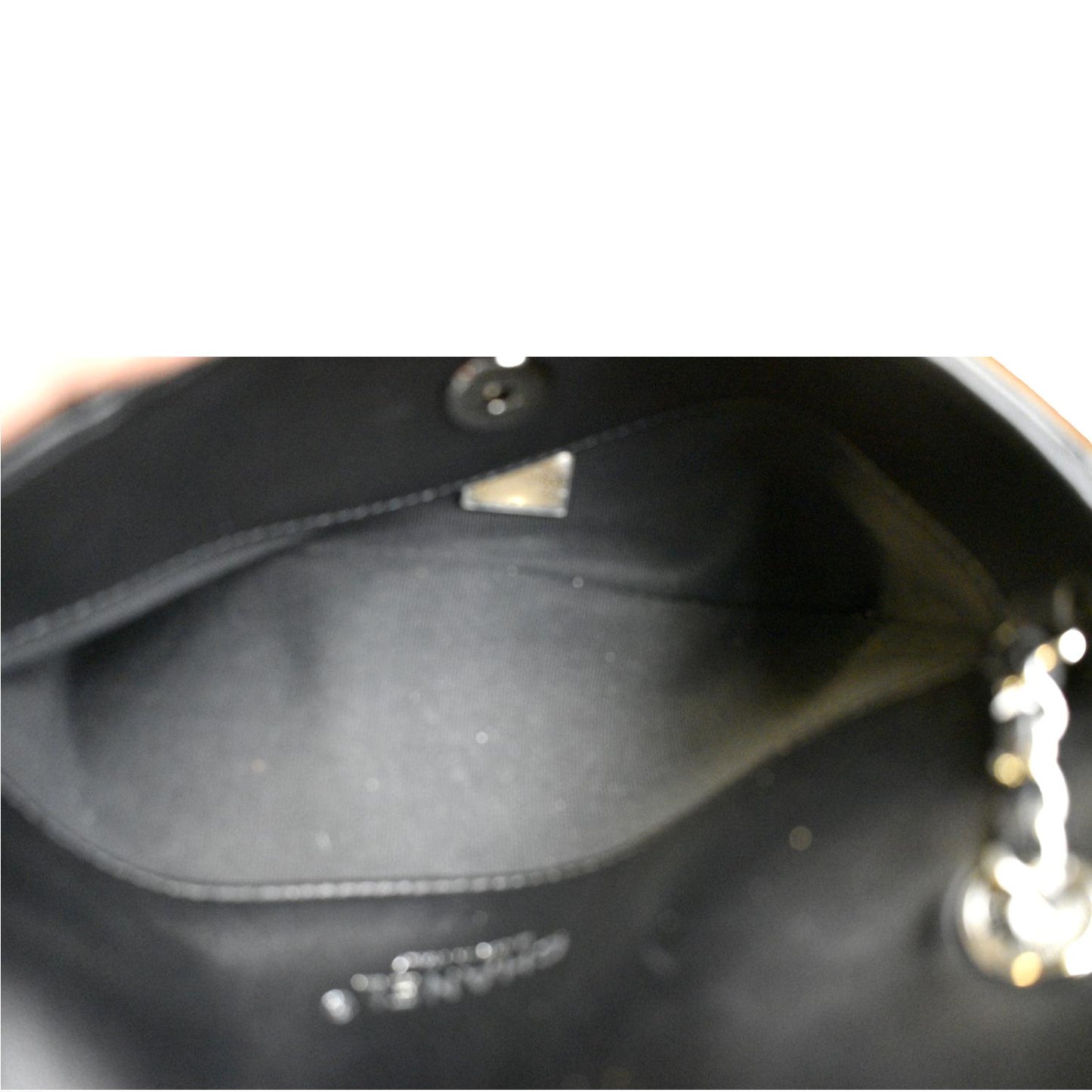CHANEL CC Envelope Printed Lambskin Leather Chain Clutch Bag Black