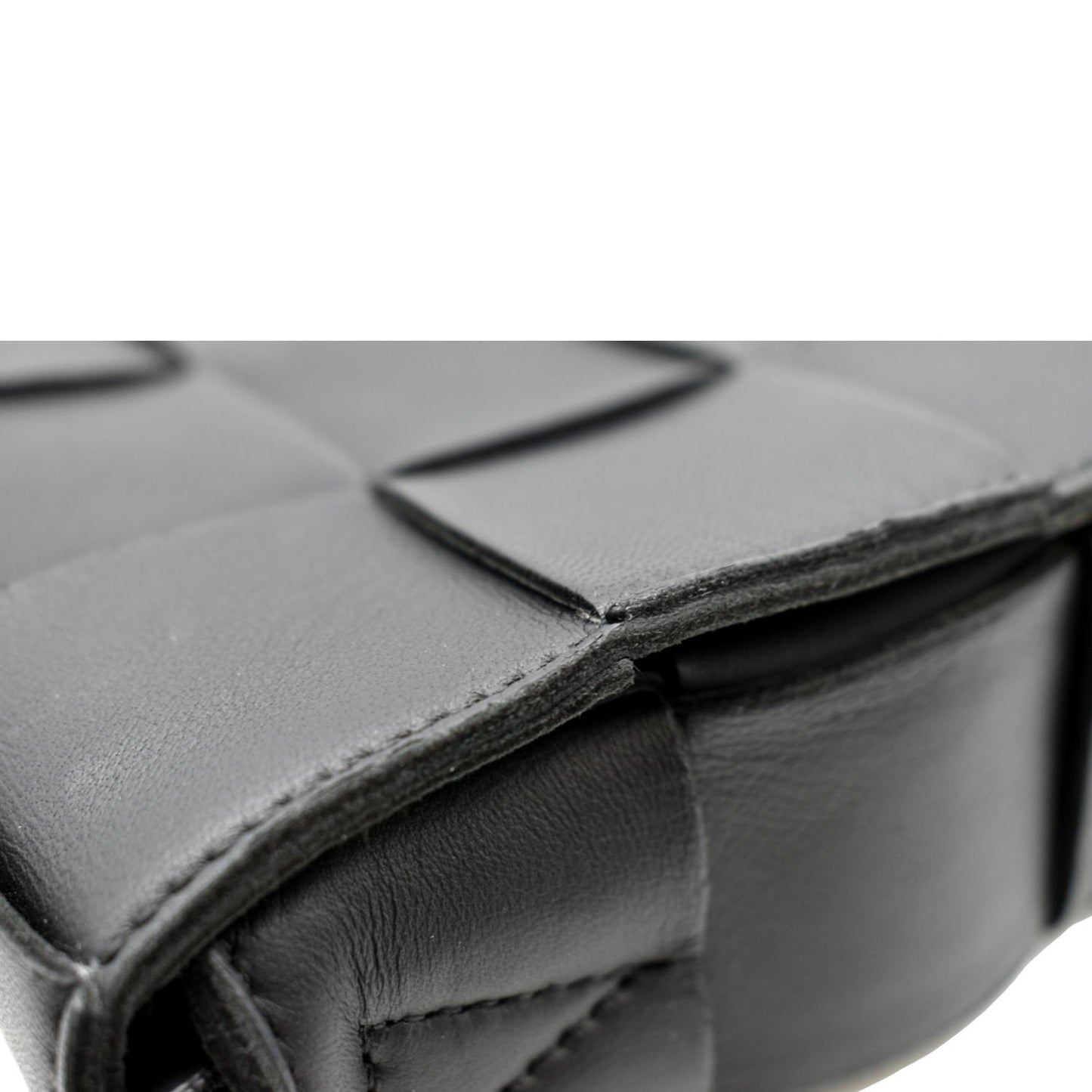 BOTTEGA VENETA Cassette Intreccio Leather Crossbody Bag Black