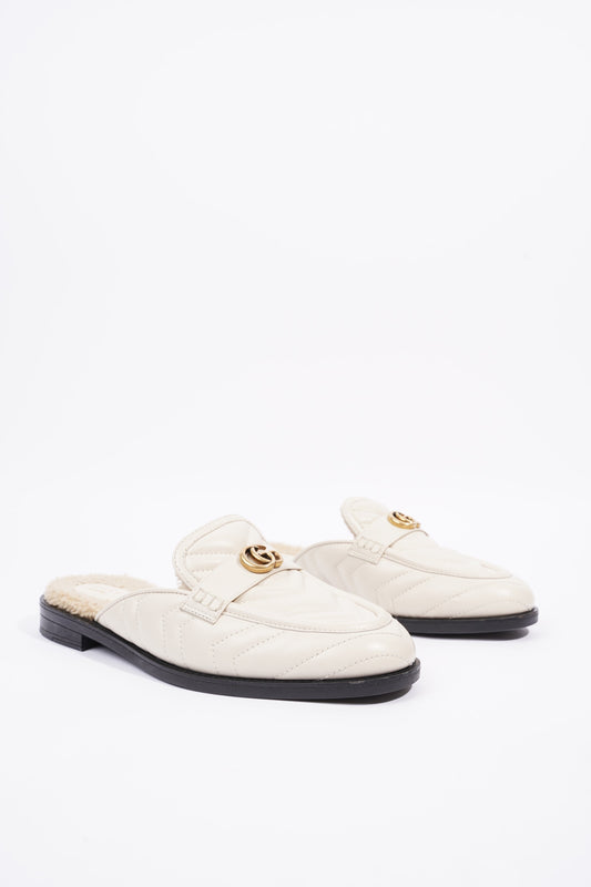 Gucci Womens Shearing Lined Princetown Mules Off White EU 39 / UK 6