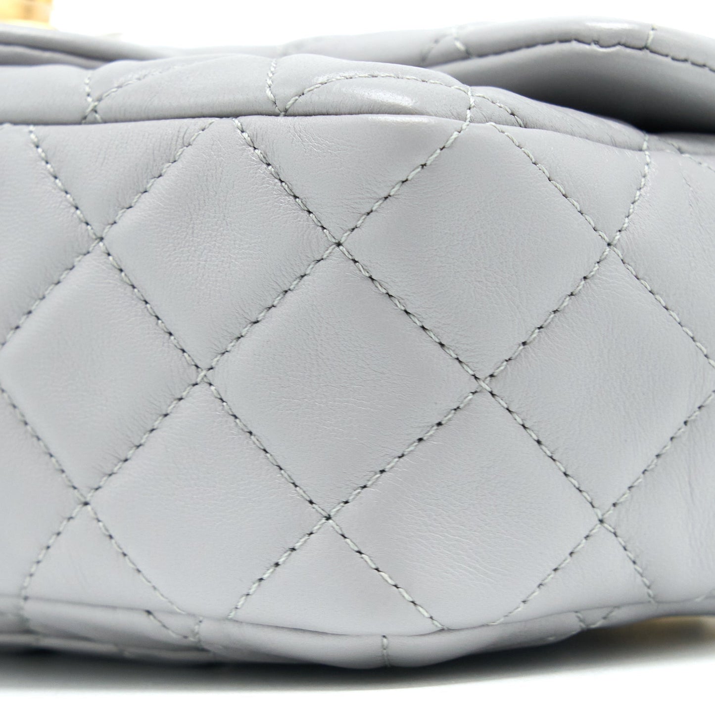Chanel Pearl Crush Mini Rectangular Flap Bag Lambskin Light Grey Brushed  (Microchip)