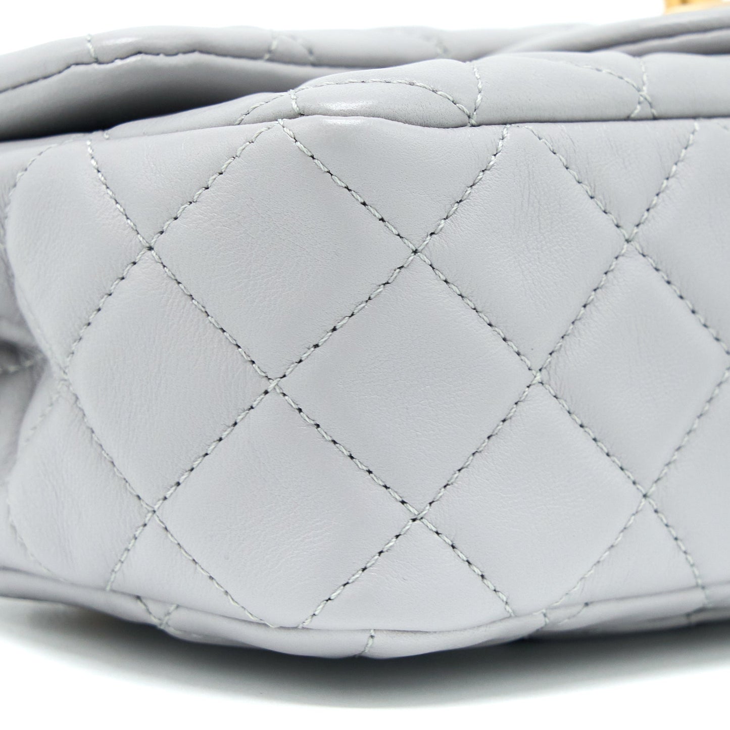 Chanel Pearl Crush Mini Rectangular Flap Bag Lambskin Light Grey Brushed  (Microchip)