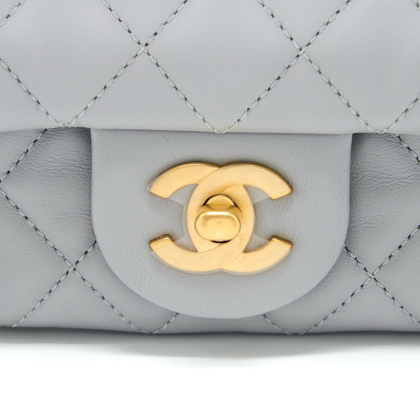 Chanel Pearl Crush Mini Rectangular Flap Bag Lambskin Light Grey Brushed  (Microchip)