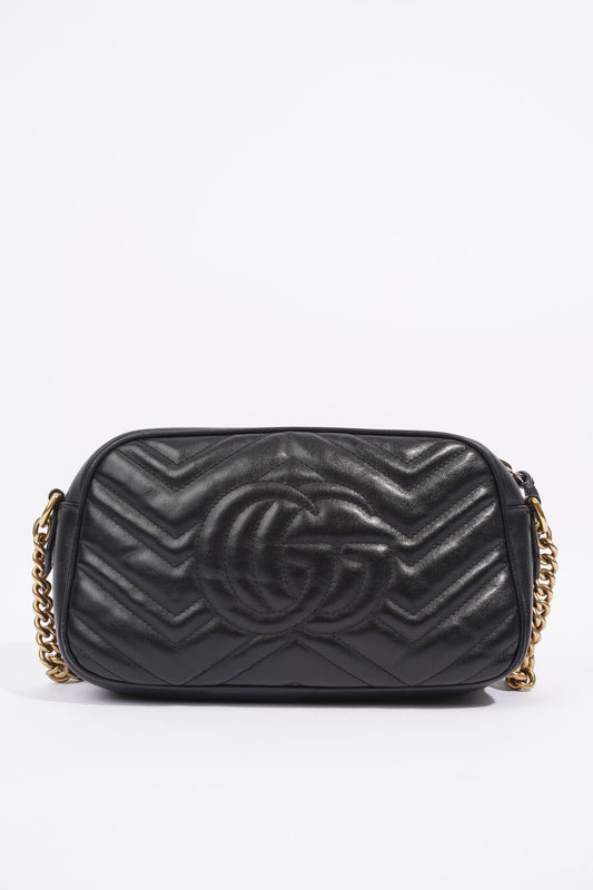 Gucci Womens Marmont GG Bag Black Leather Small