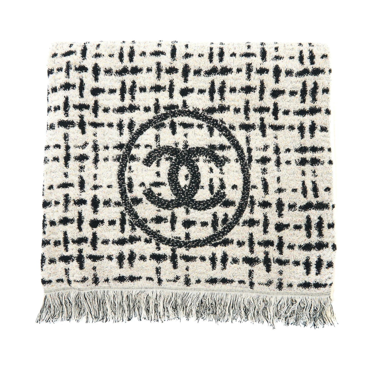 Chanel 22K Beach Bag with Towel Black/Ecru
