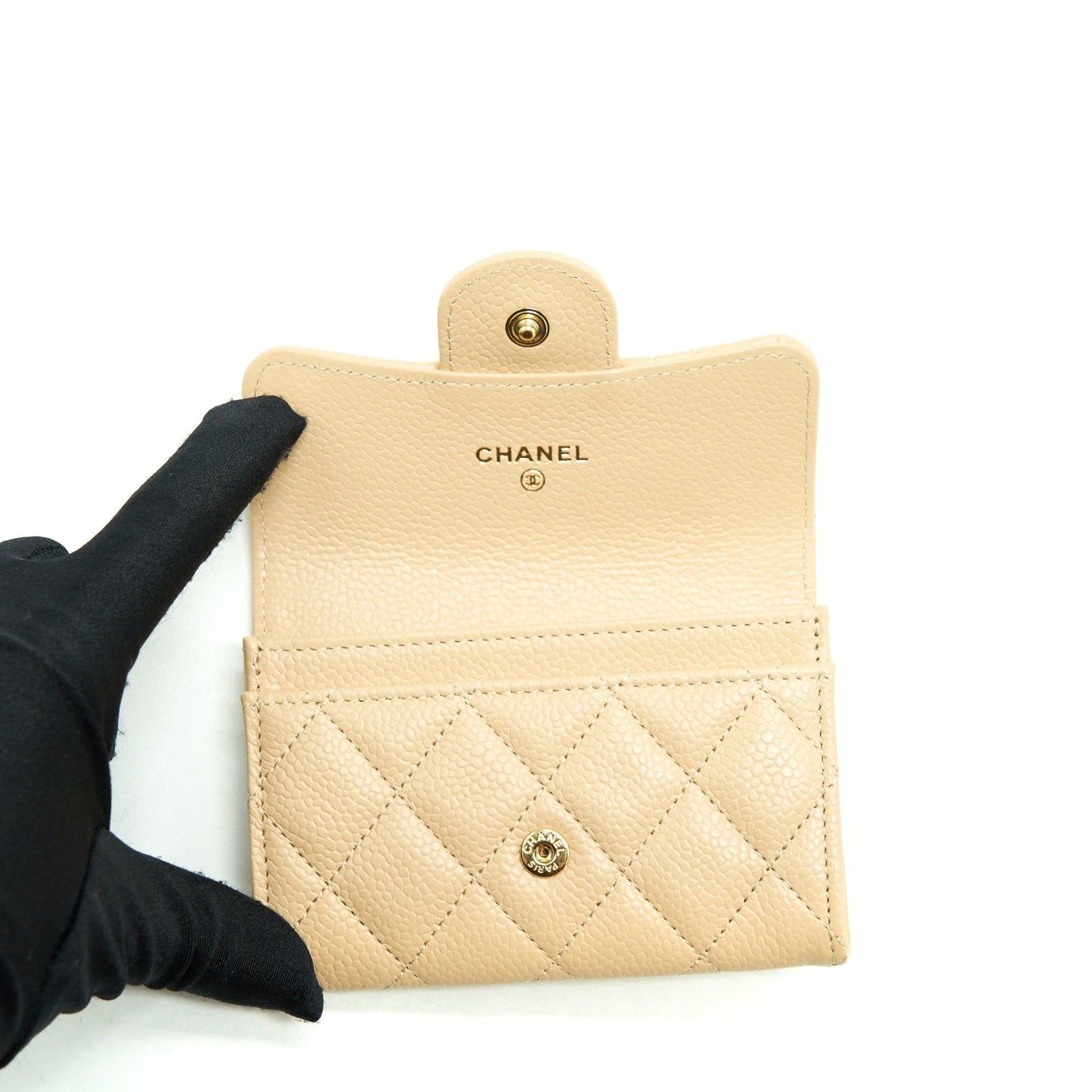 Chanel Classic Flap Card Holder Caviar Beige