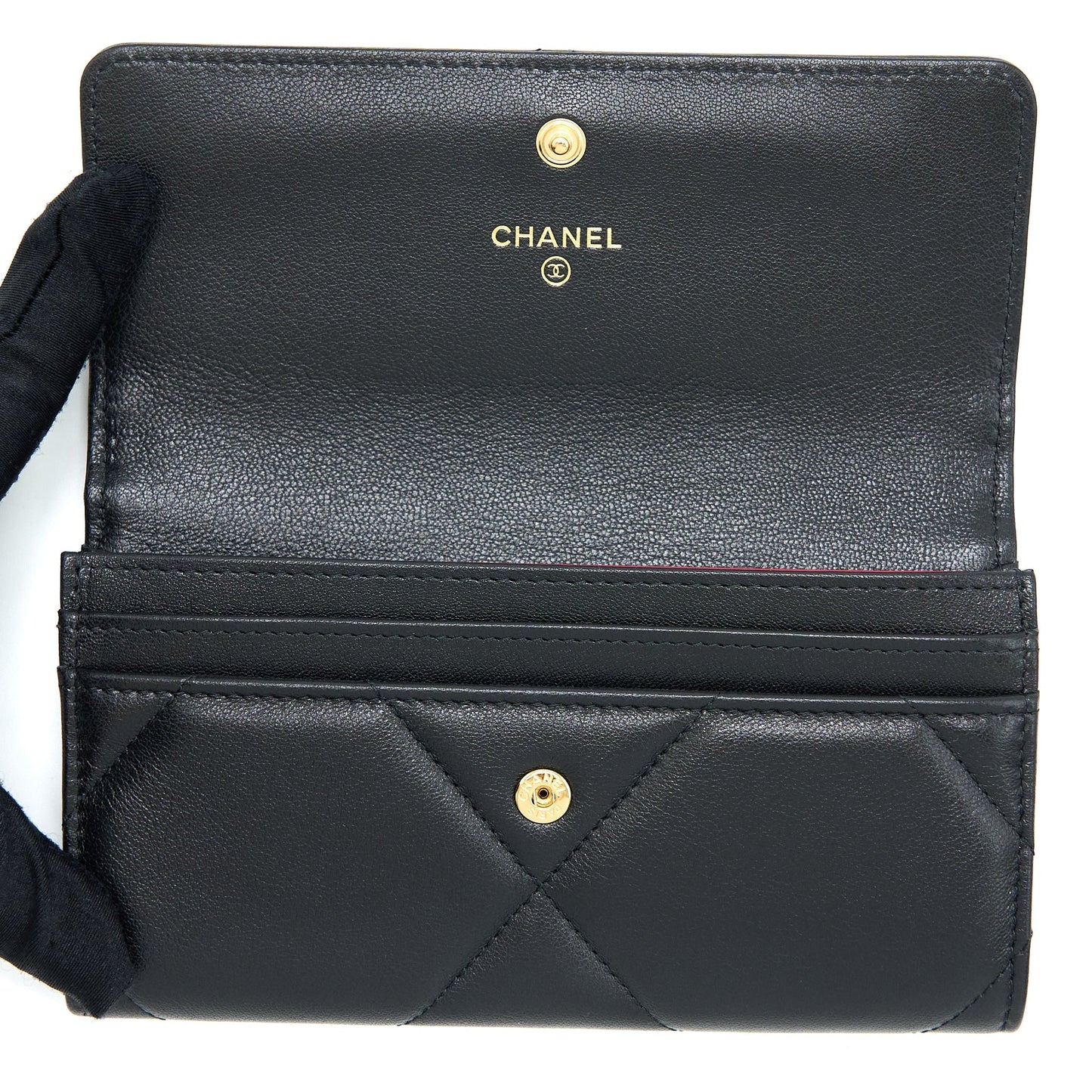 Chanel 19 Flap Wallet Lambskin Black
