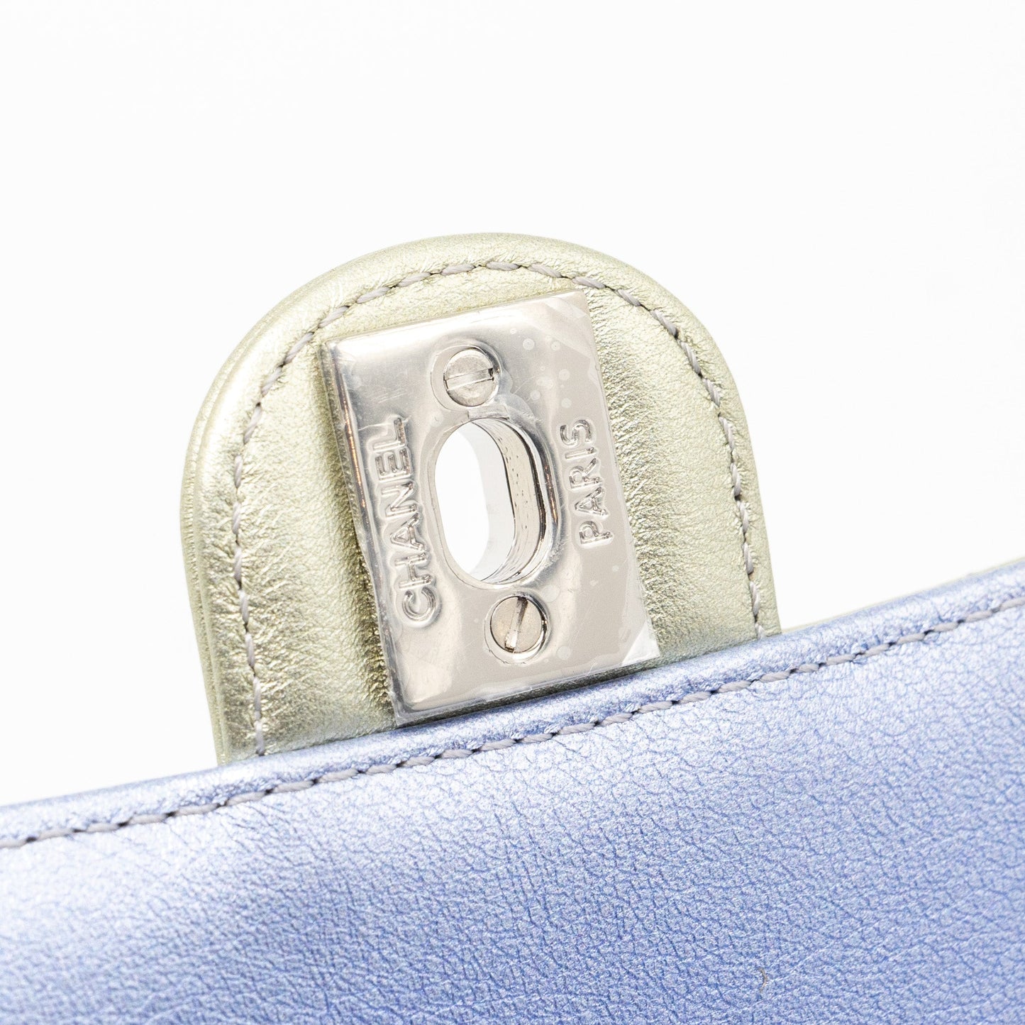 Chanel Clutch Calfskin Iridescent Multicolour with Multicolour and Silver Hardware (Microchip)