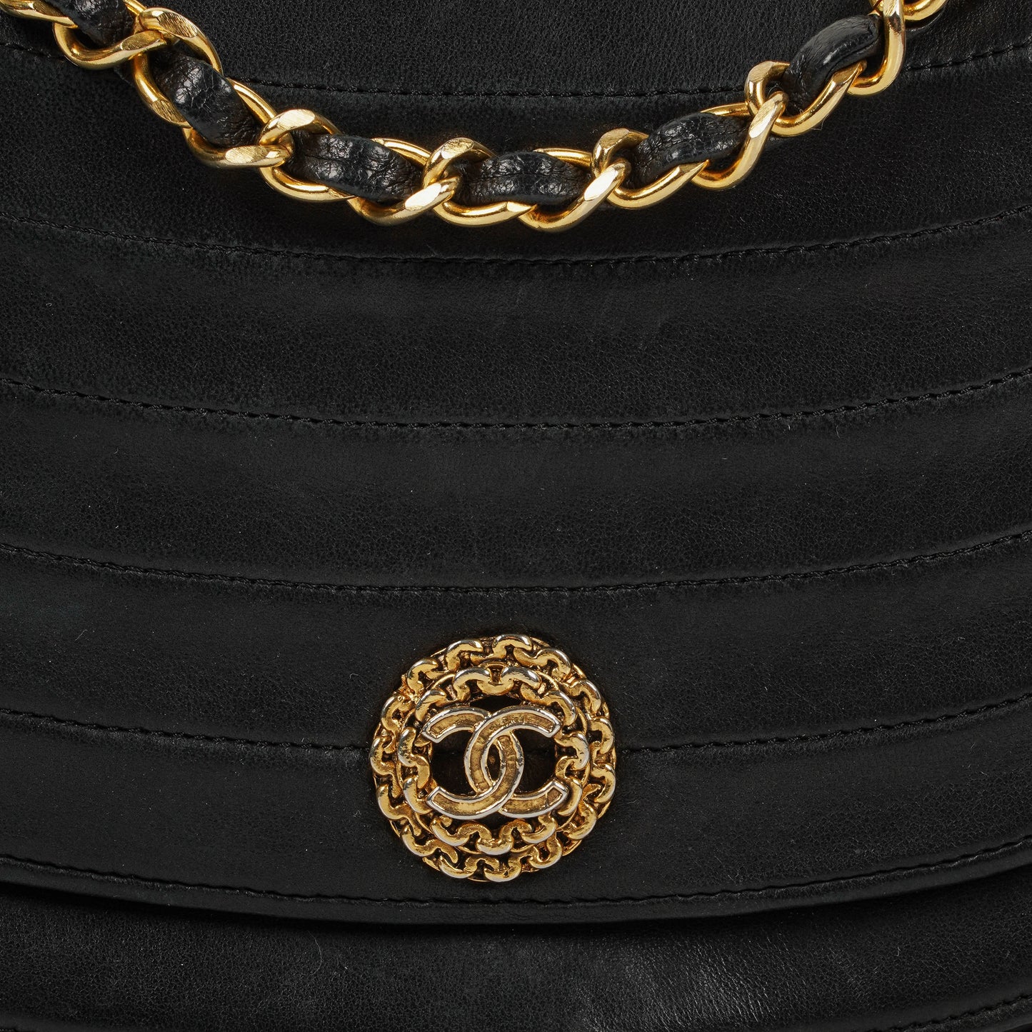 Chanel Small Half-Moon Flap Bag Black Quilted Lambskin