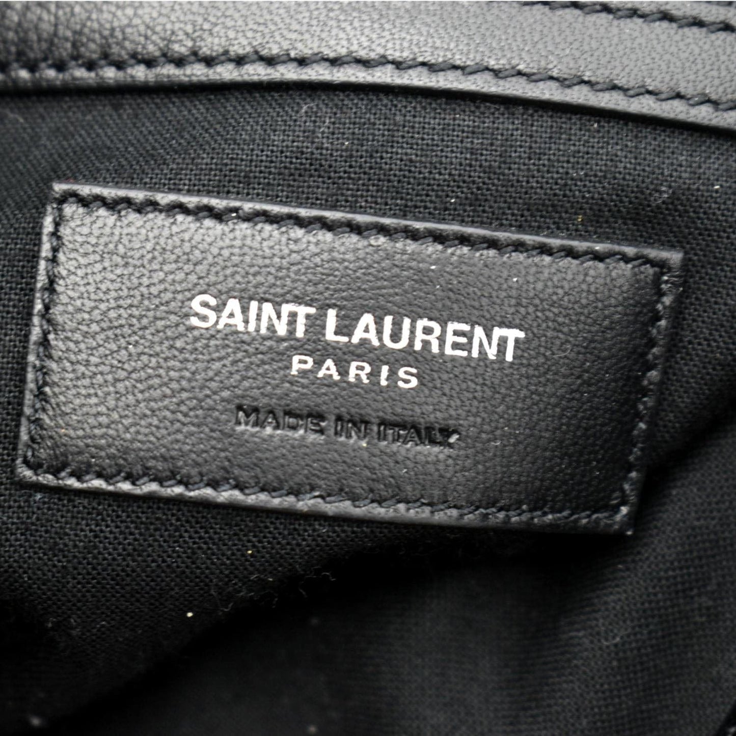 YVES SAINT LAURENT Fringe Calfskin Leather Backpack Bag Black