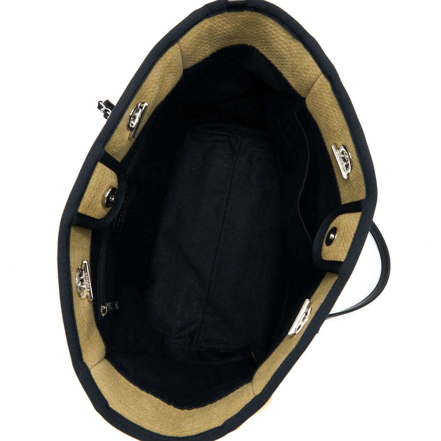 Chanel Deauville Tote Canvas Dark Beige