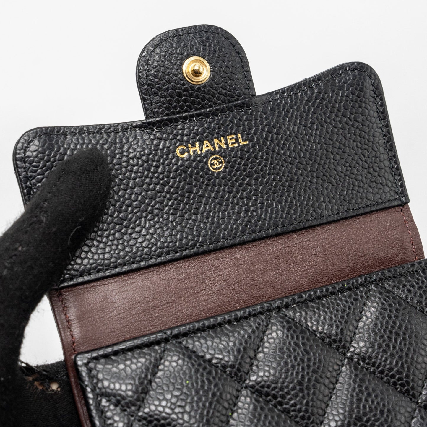 Chanel classic compact wallet caviar black