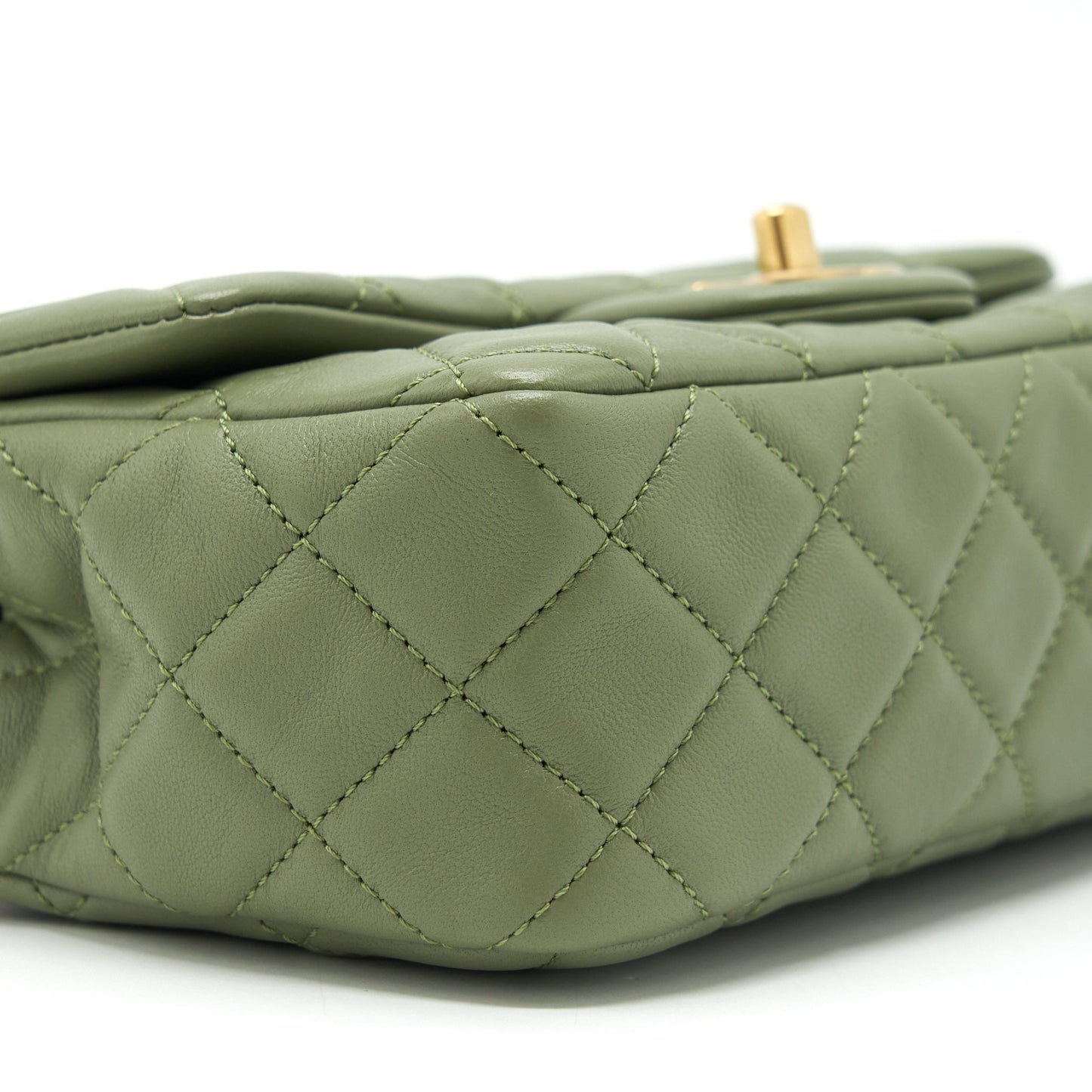Chanel Pearl Crush Mini Rectangular Flap Bag 21B Lambskin Green