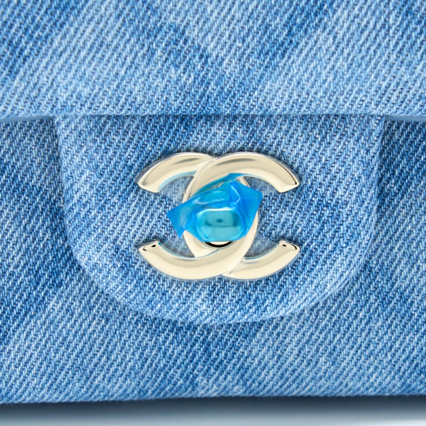 Chanel 22B Mini Rectangular Denim Light Blue L (Microchip)