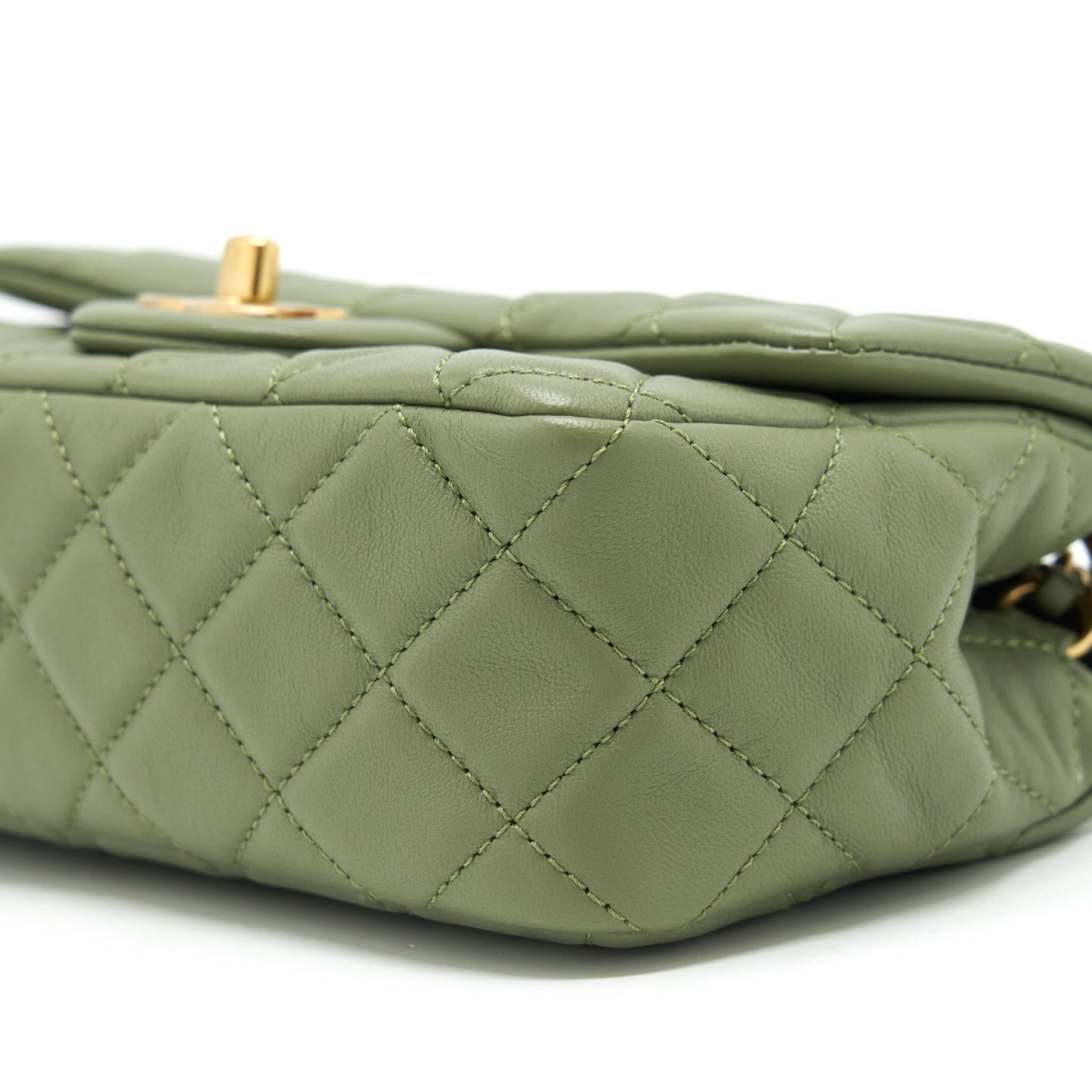 Chanel Pearl Crush Mini Rectangular Flap Bag 21B Lambskin Green
