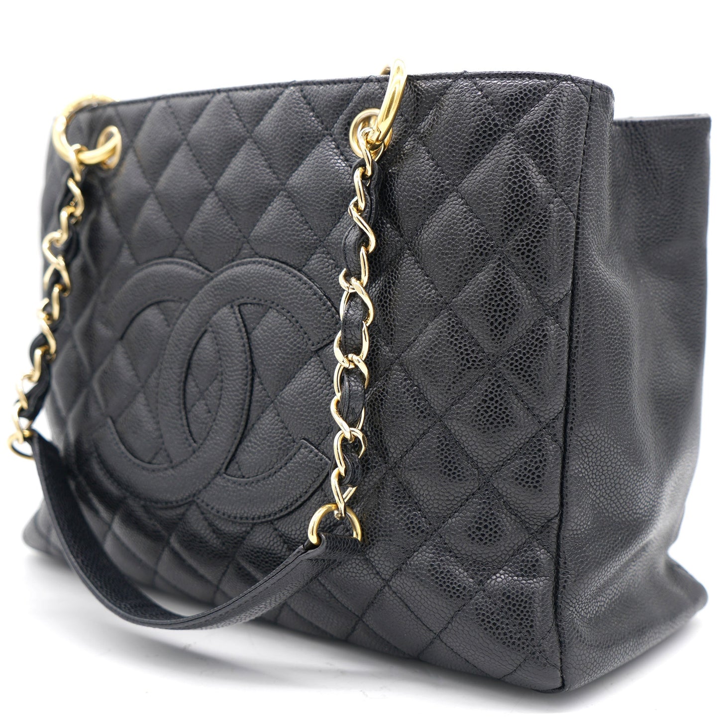 Chanel Beige Quilted Caviar Leather Grand Shopper GST Tote