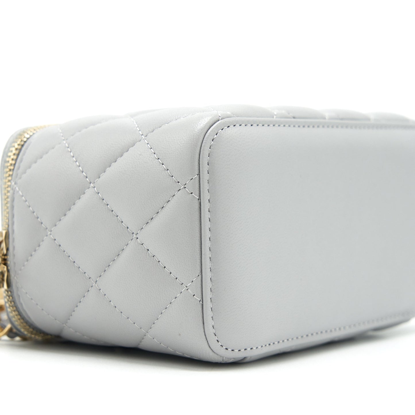 Chanel 21B Pearl Crush Long Vanity With Chain Lambskin Grey