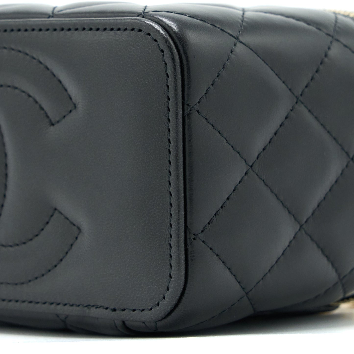 Chanel 22K Gold Pillar Adjustable Chain Long Vanity Lambskin Black