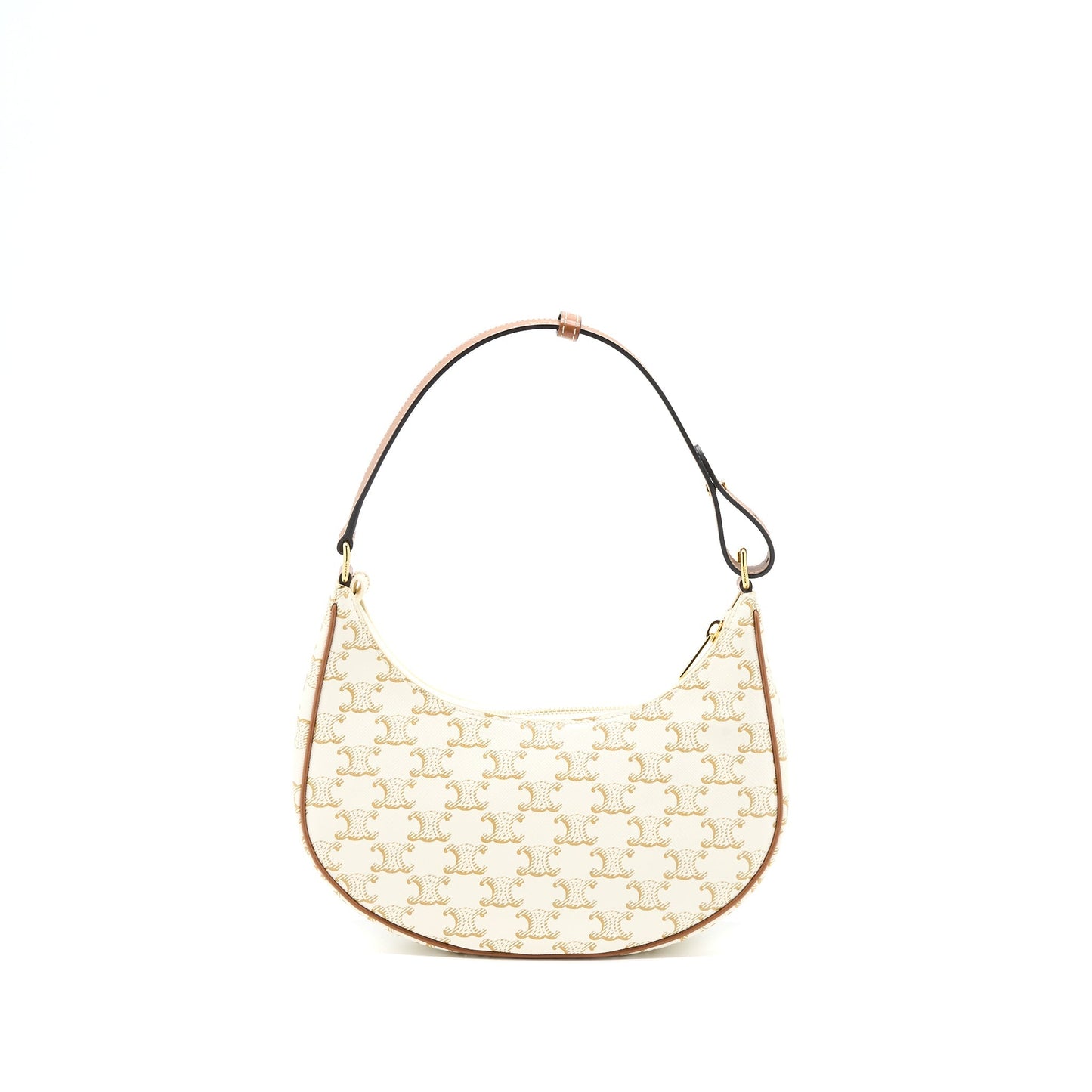 Celine Ava Purse in Triomphe Canvas/Calfskin White