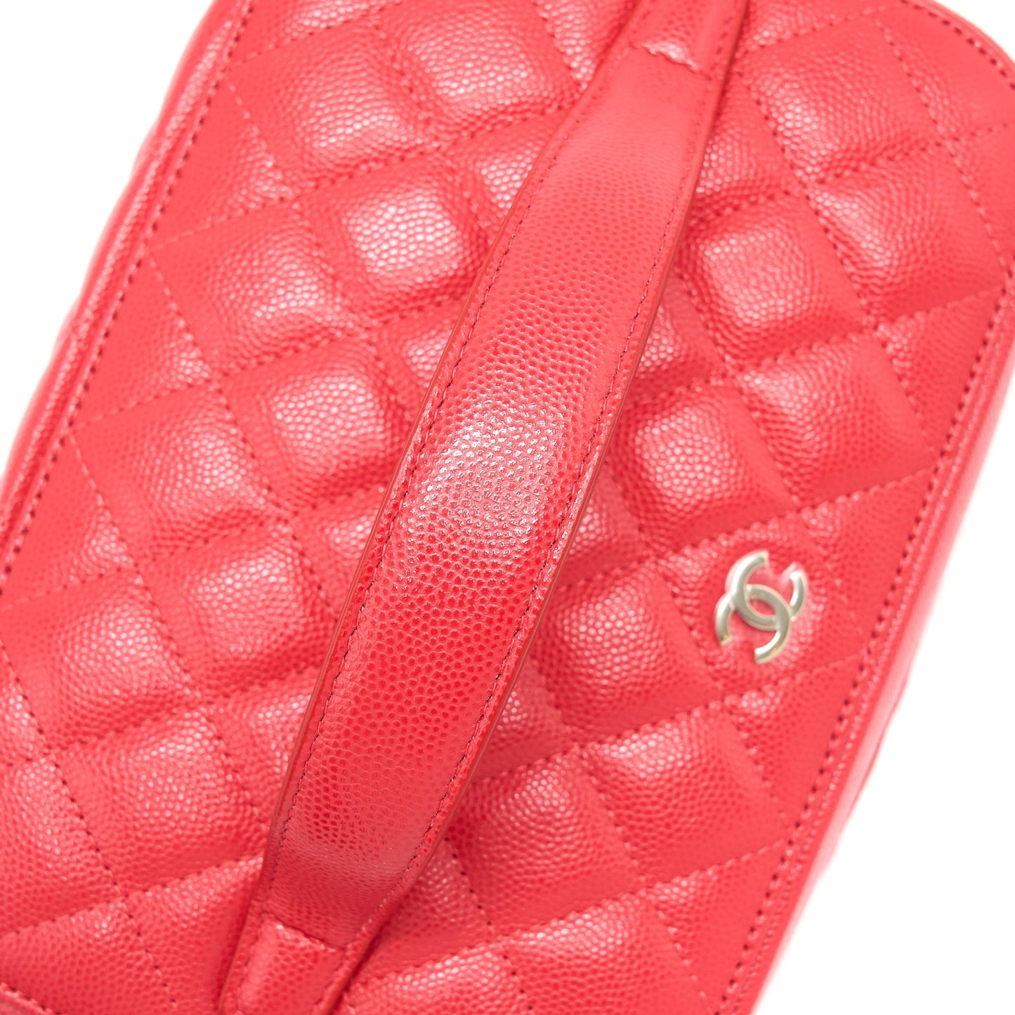 Chanel Top Handle Vanity Case Caviar Red L