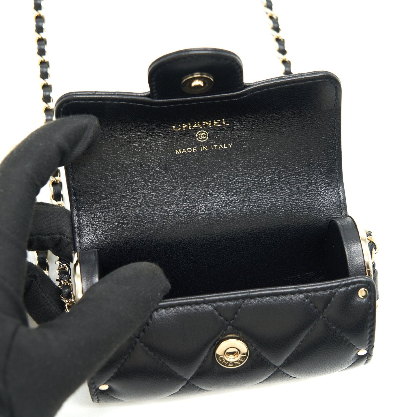 Chanel 21A Lipstick Mini Bag with Chain BLACK