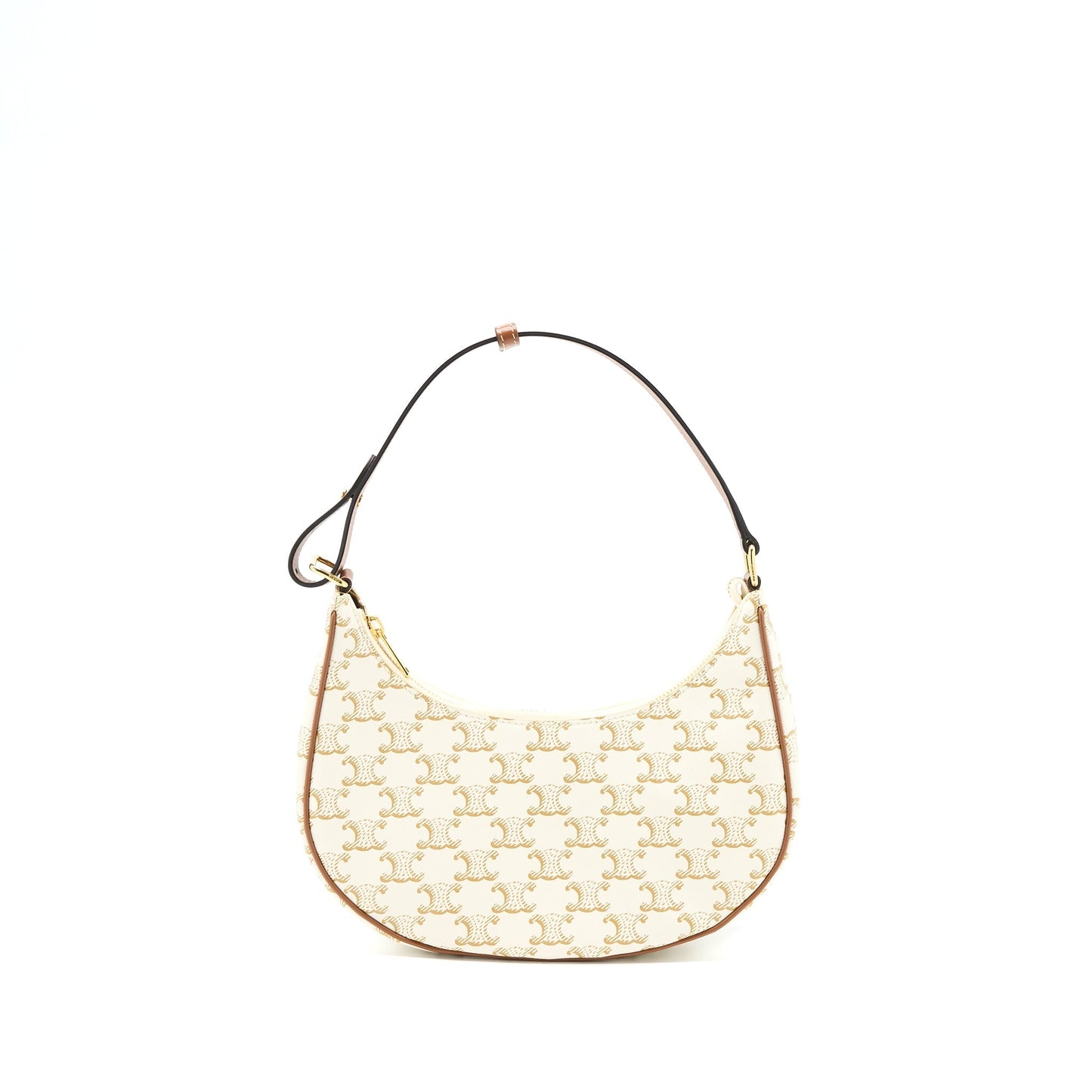 Celine Ava Purse in Triomphe Canvas/Calfskin White