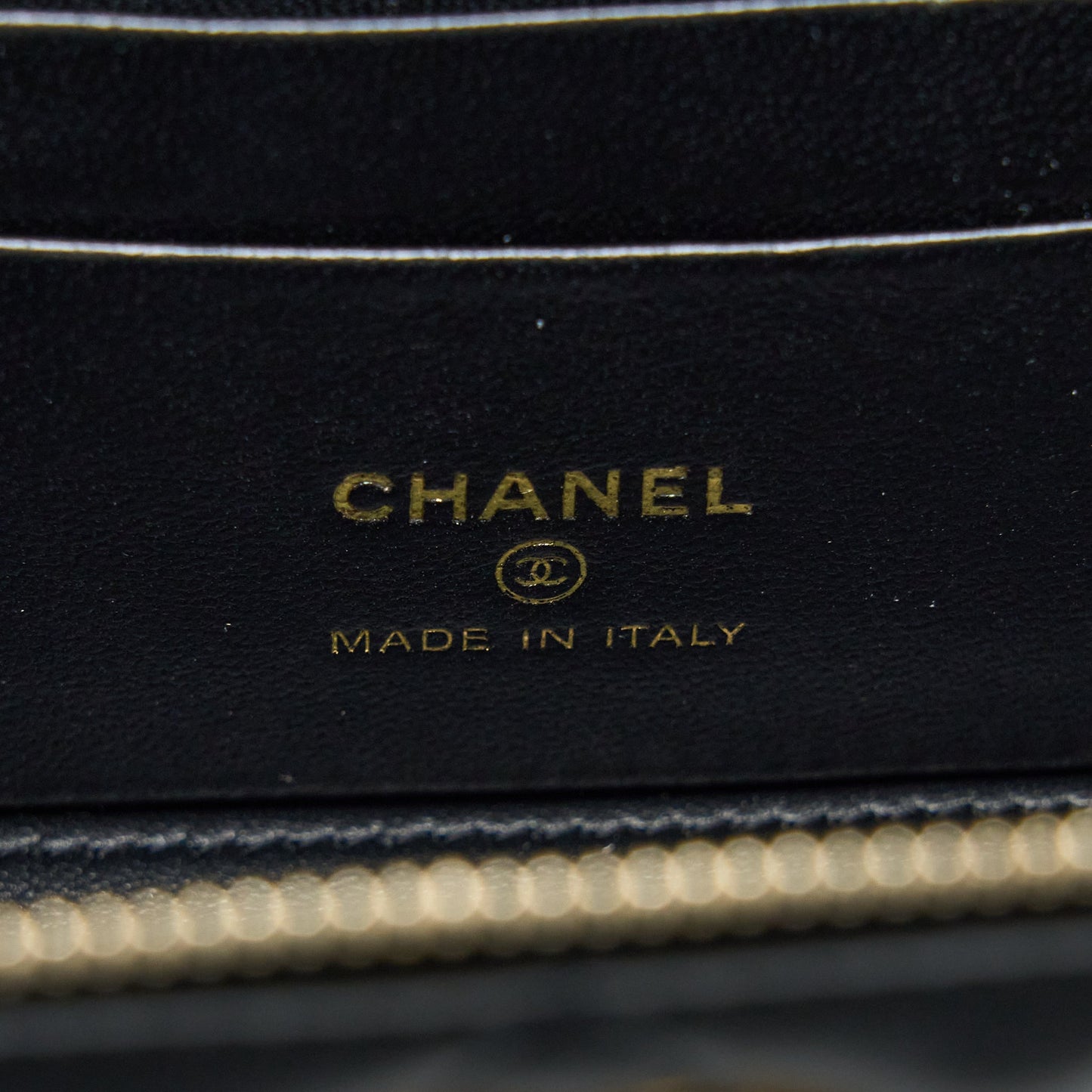 Chanel 22K Gold Pillar Adjustable Chain Long Vanity Lambskin Black