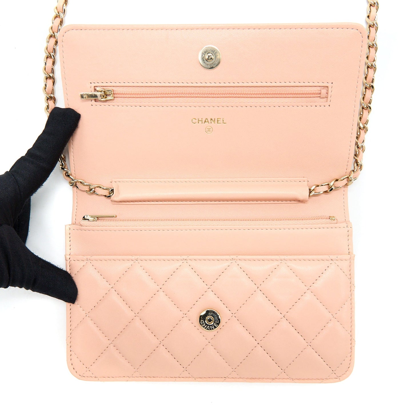 Chanel Classic Wallet on Chain Lambskin Light Pink L