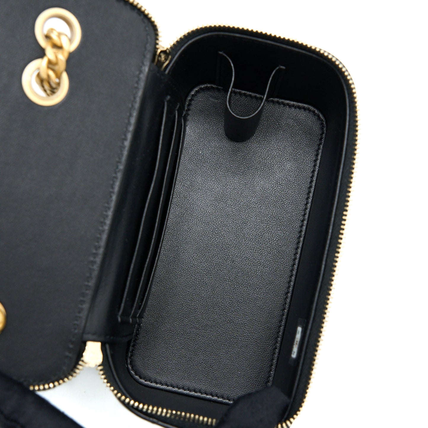 Chanel 22K Gold Pillar Adjustable Chain Long Vanity Lambskin Black