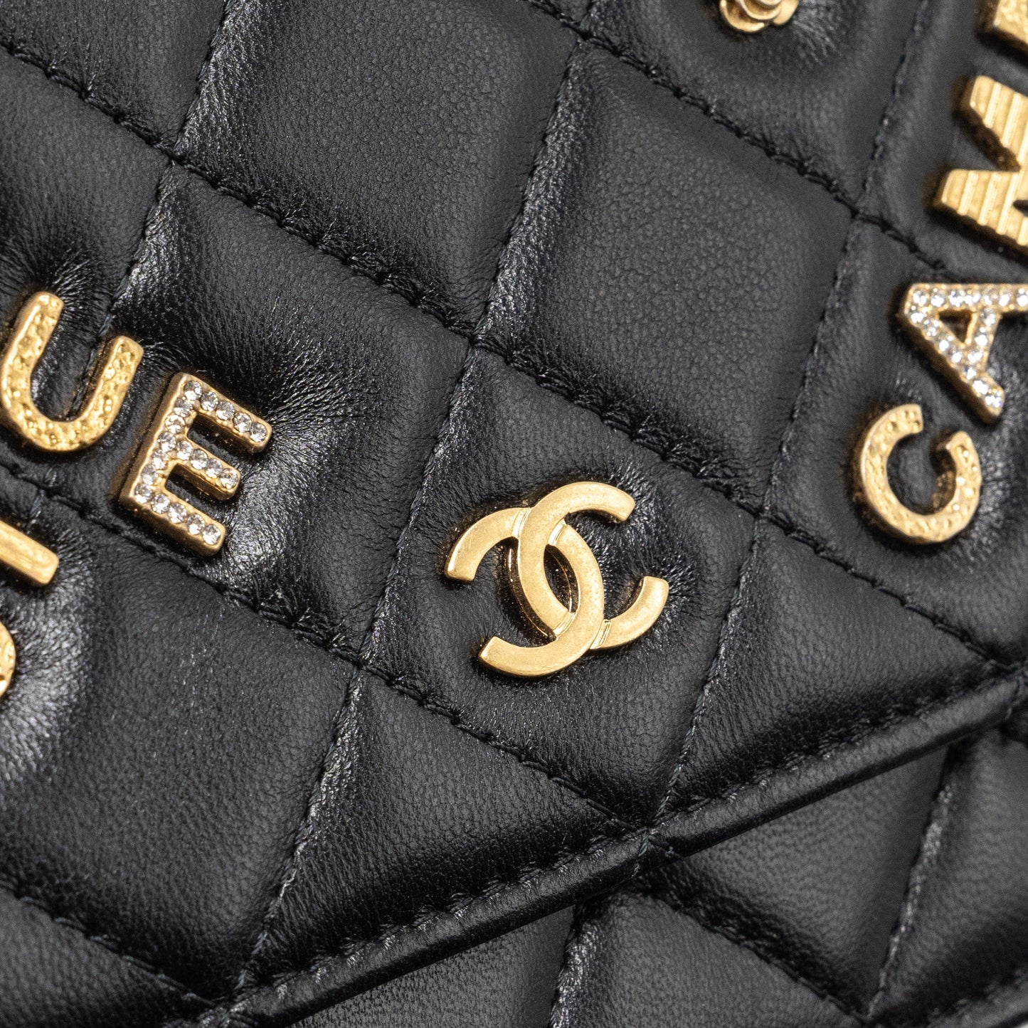 Chanel Classic Wallet On Chain With Charms Lambskin Black