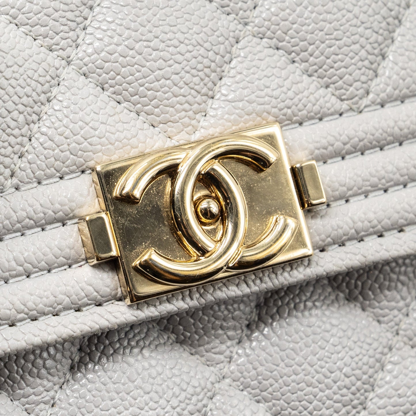 Chanel Compact Wallet Caviar Light Grey L