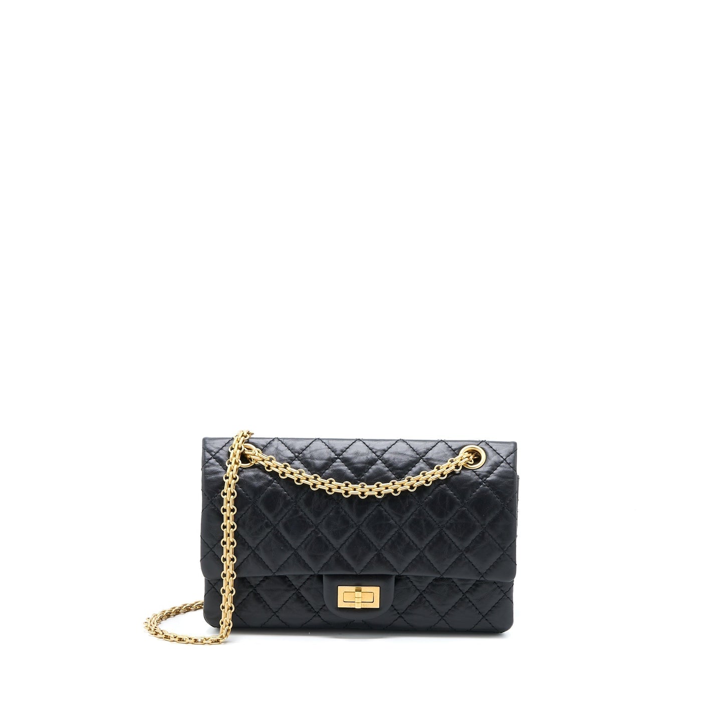 Chanel Small 2.55 Reissue Flap Bag Aged Calfskin Black Brushed  (Microchip)