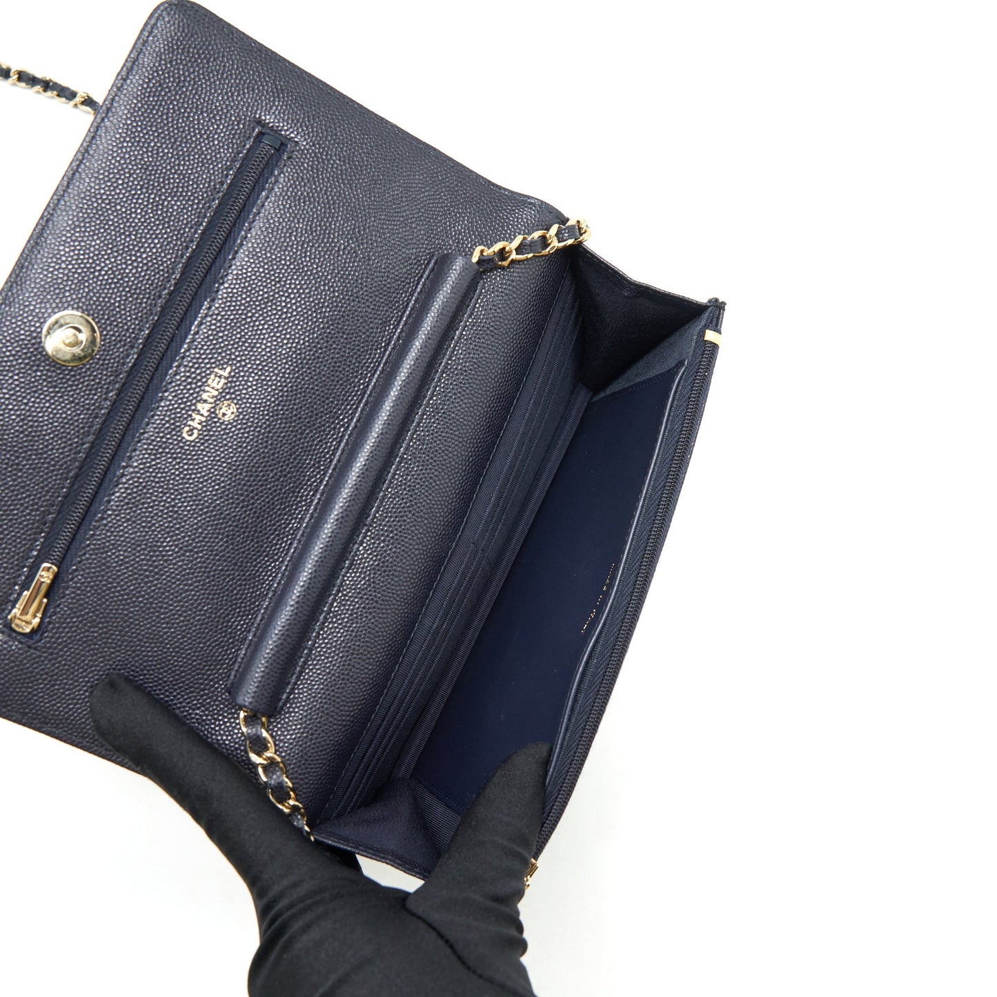 Chanel Classic Wallet On Chain Caviar Navy Blue L
