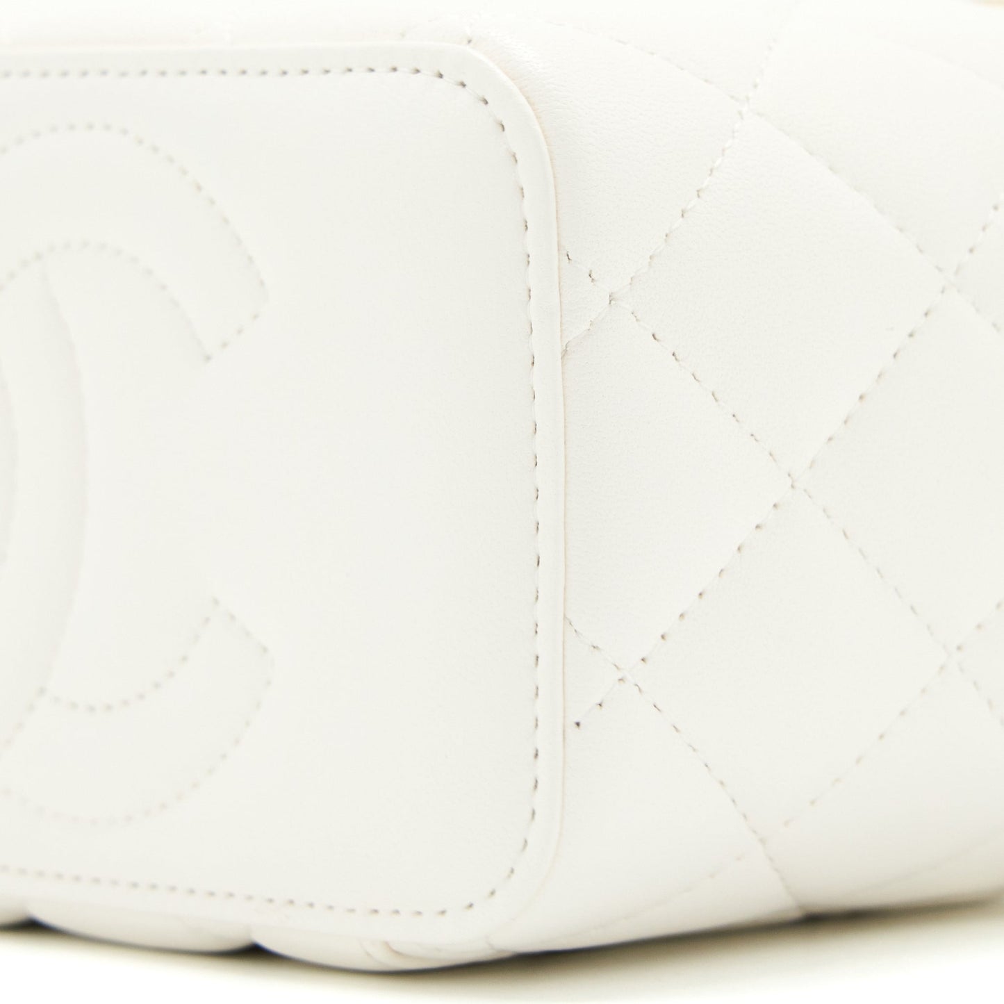 Chanel Long Vanity With Coco Letter Chain Lambskin White