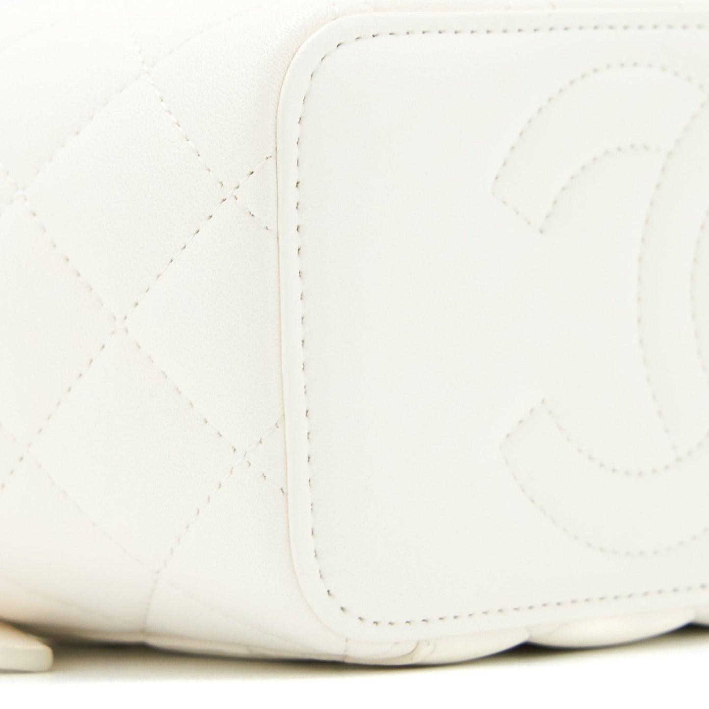 Chanel Long Vanity With Coco Letter Chain Lambskin White